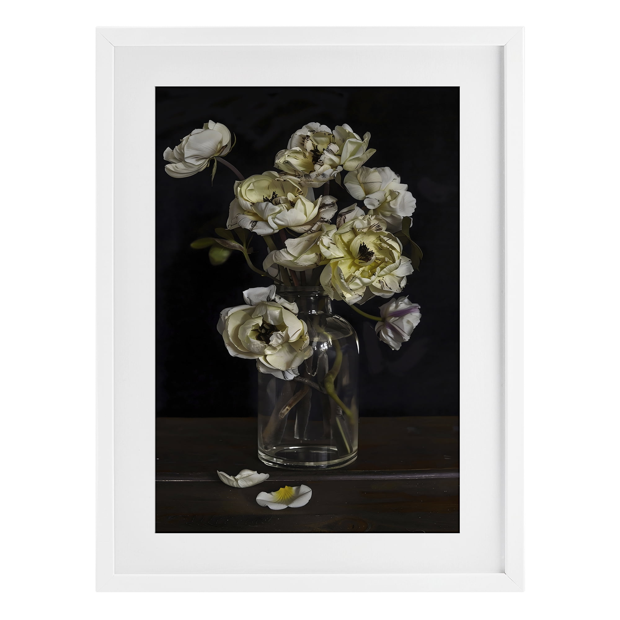Stupell Industries Elegant Arrangement of Cream Blossoms White Framed Print Under Glass, design by Creative Studio