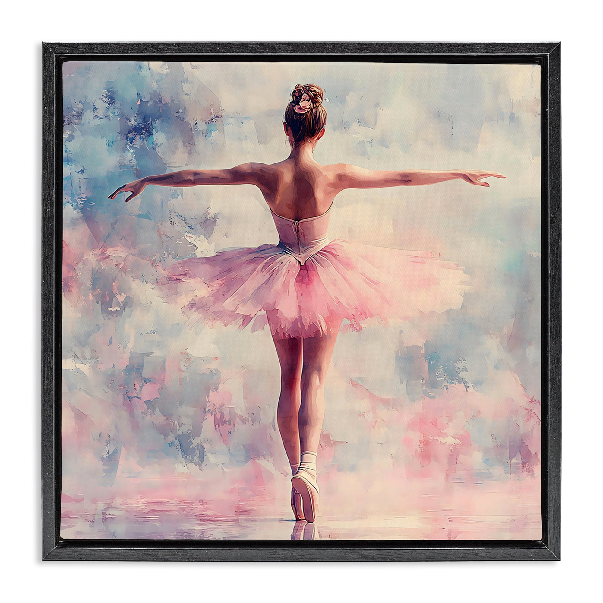 Stupell Industries Elegant Ballet Dancer in Motion Black Framed Floater Canvas Wall Art, design by Creative Studio