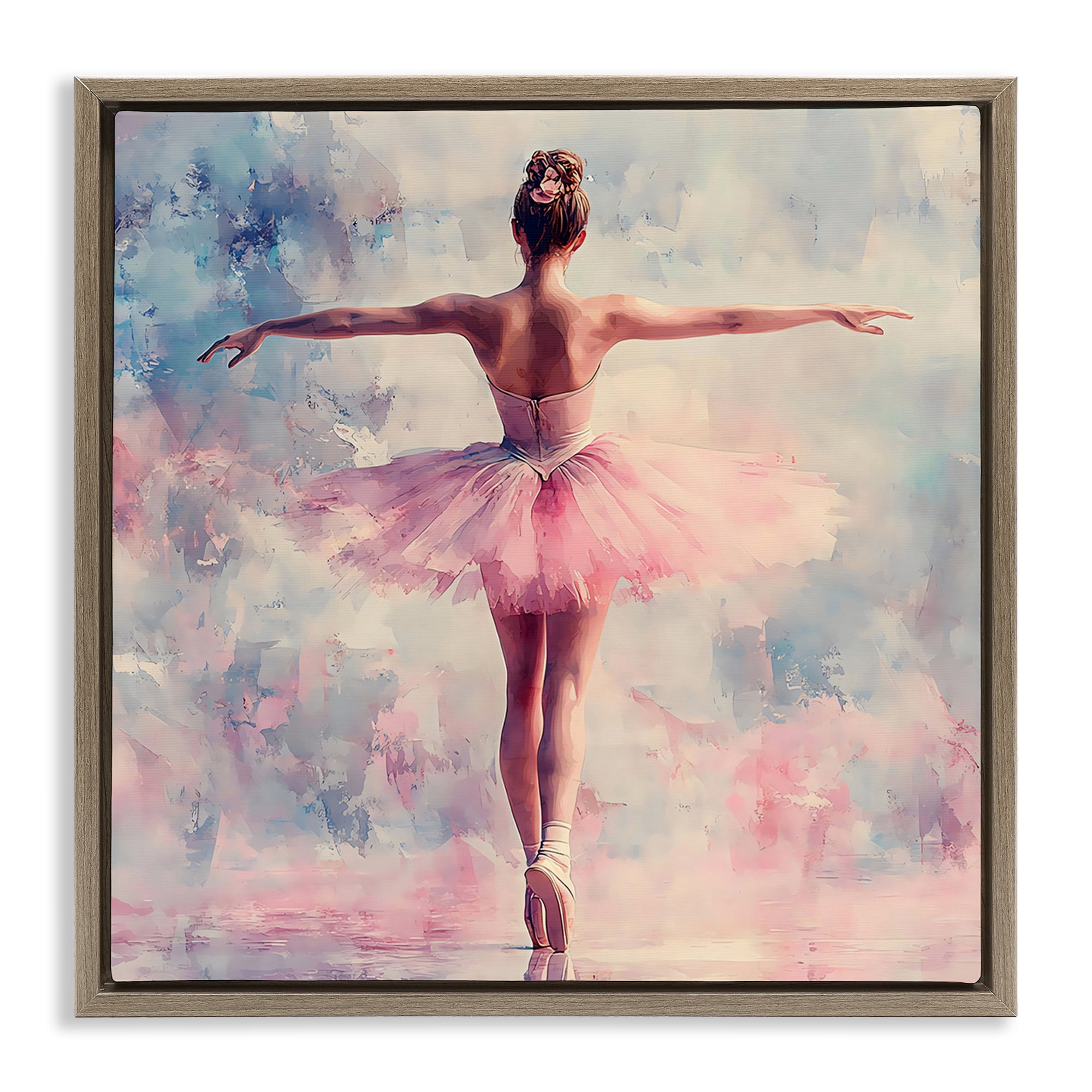 Stupell Industries Elegant Ballet Dancer in Motion Brown Framed Floater Canvas Wall Art, design by Creative Studio