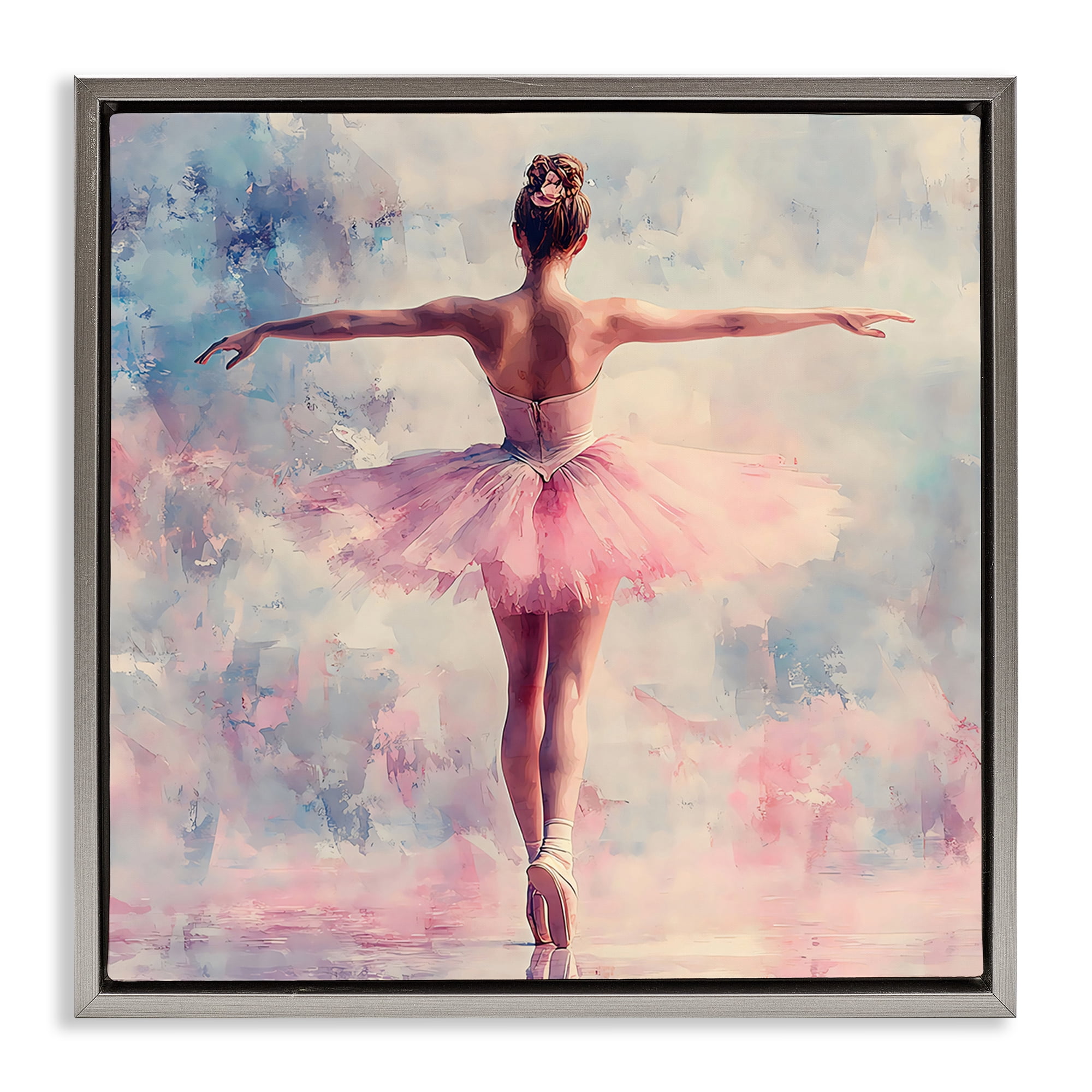 Stupell Industries Elegant Ballet Dancer in Motion Gray Framed Floater Canvas Wall Art, design by Creative Studio