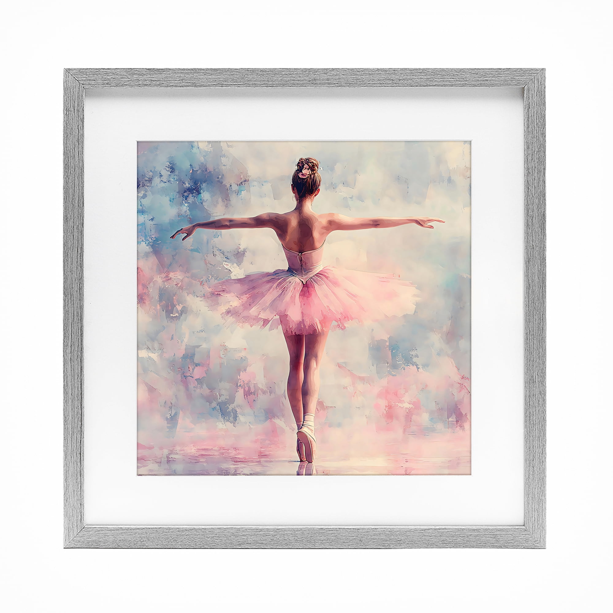 Stupell Industries Elegant Ballet Dancer in Motion Gray Framed Print Under Glass, design by Creative Studio