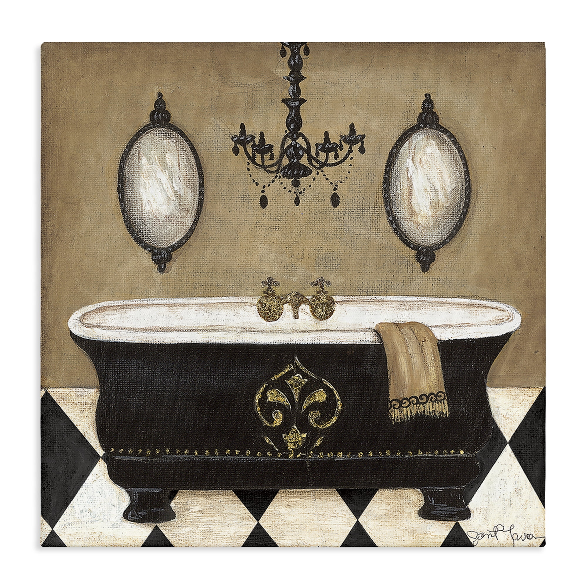 Stupell Industries Elegant Bathtub & Chandelier Canvas Wall Art, design by Janet Tava