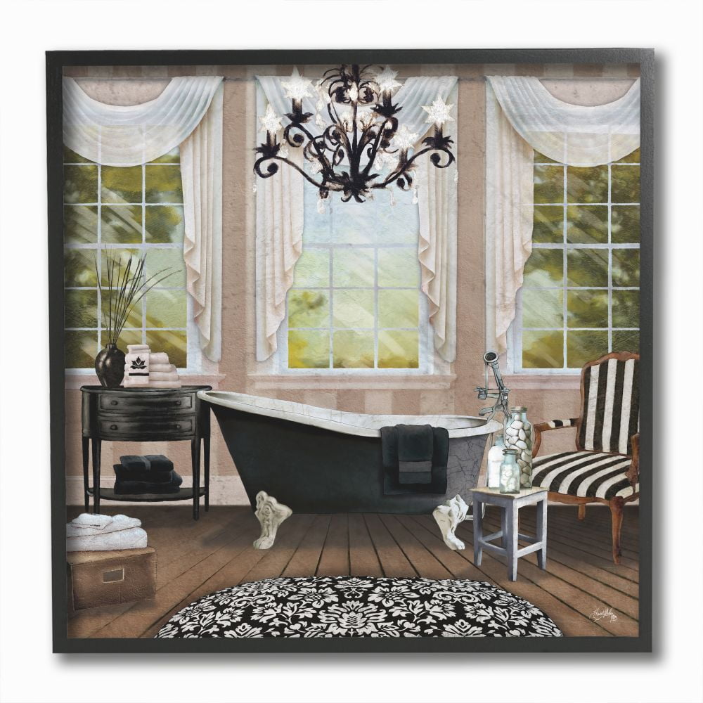 Stupell Industries Elegant Beautiful Bathroom Designer Pink Painting Framed Giclee Texturized Art by Elizabeth Medley