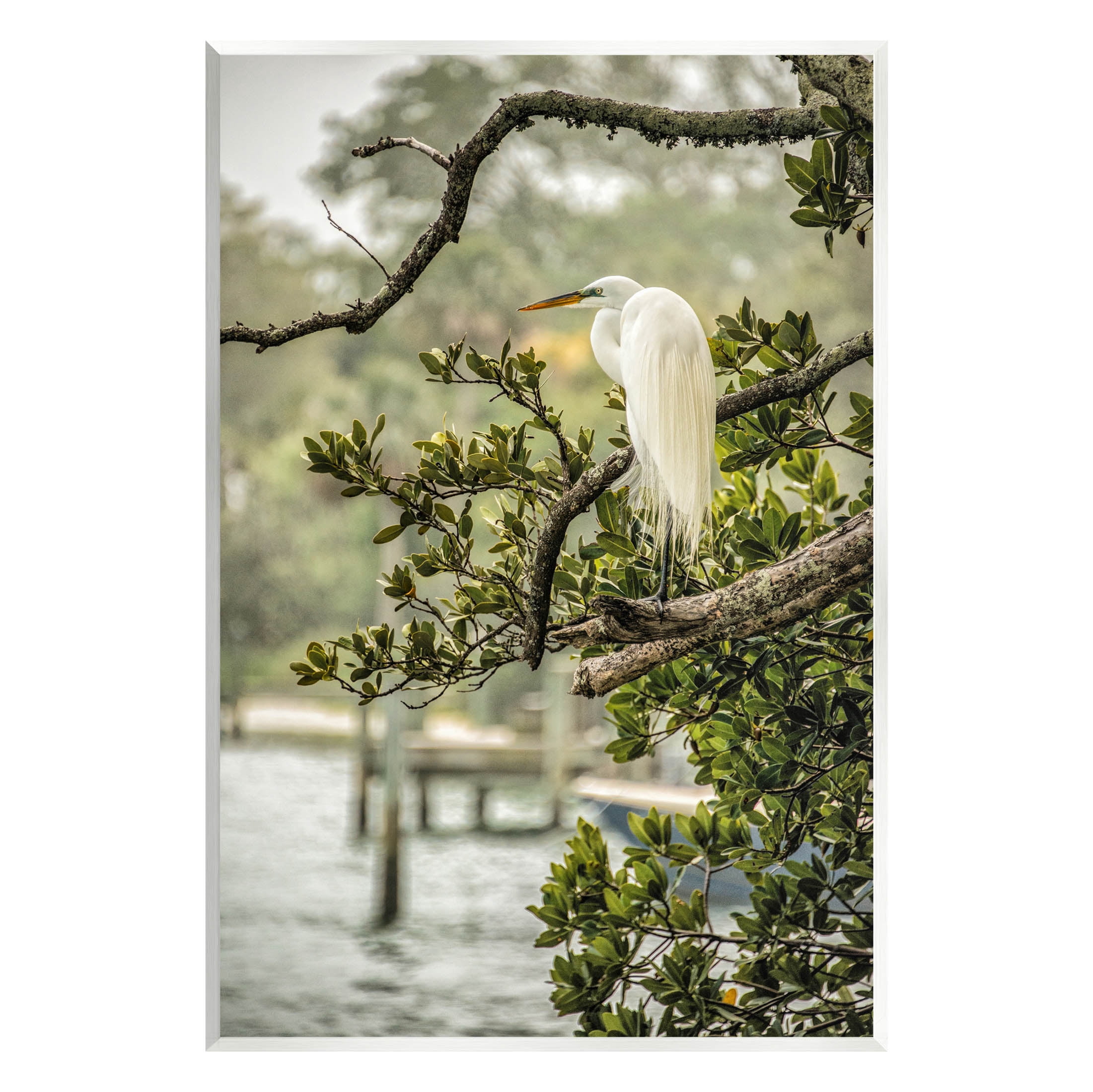Stupell Industries Elegant Bird Perched Lakeside Tree Photograph Unframed Art Print Wall Art, Design by Mary Lou Photography