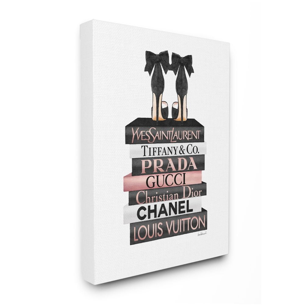 Stupell Industries Elegant Black Bow Heals on Glam Designer Bookstack Designed by Amanda Greenwood