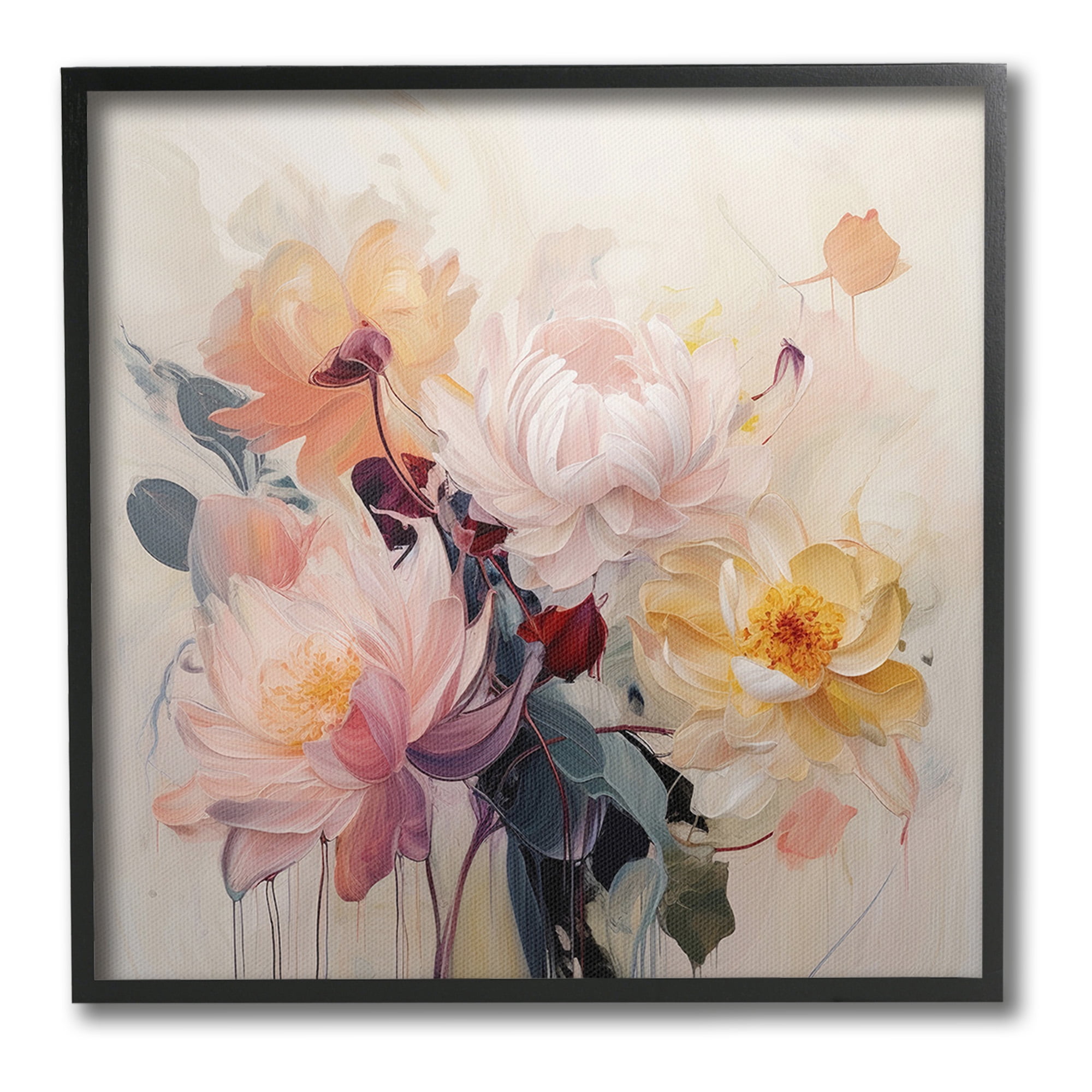 Stupell Industries Elegant Blooming Dahlias Botanical & Floral Painting Black Framed Art Print Wall Art, 24 x 24