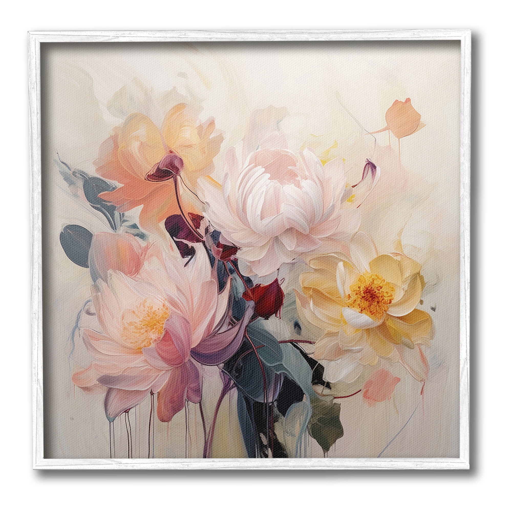 Stupell Industries Elegant Blooming Dahlias Botanical & Floral Painting White Framed Art Print Wall Art, 24 x 24