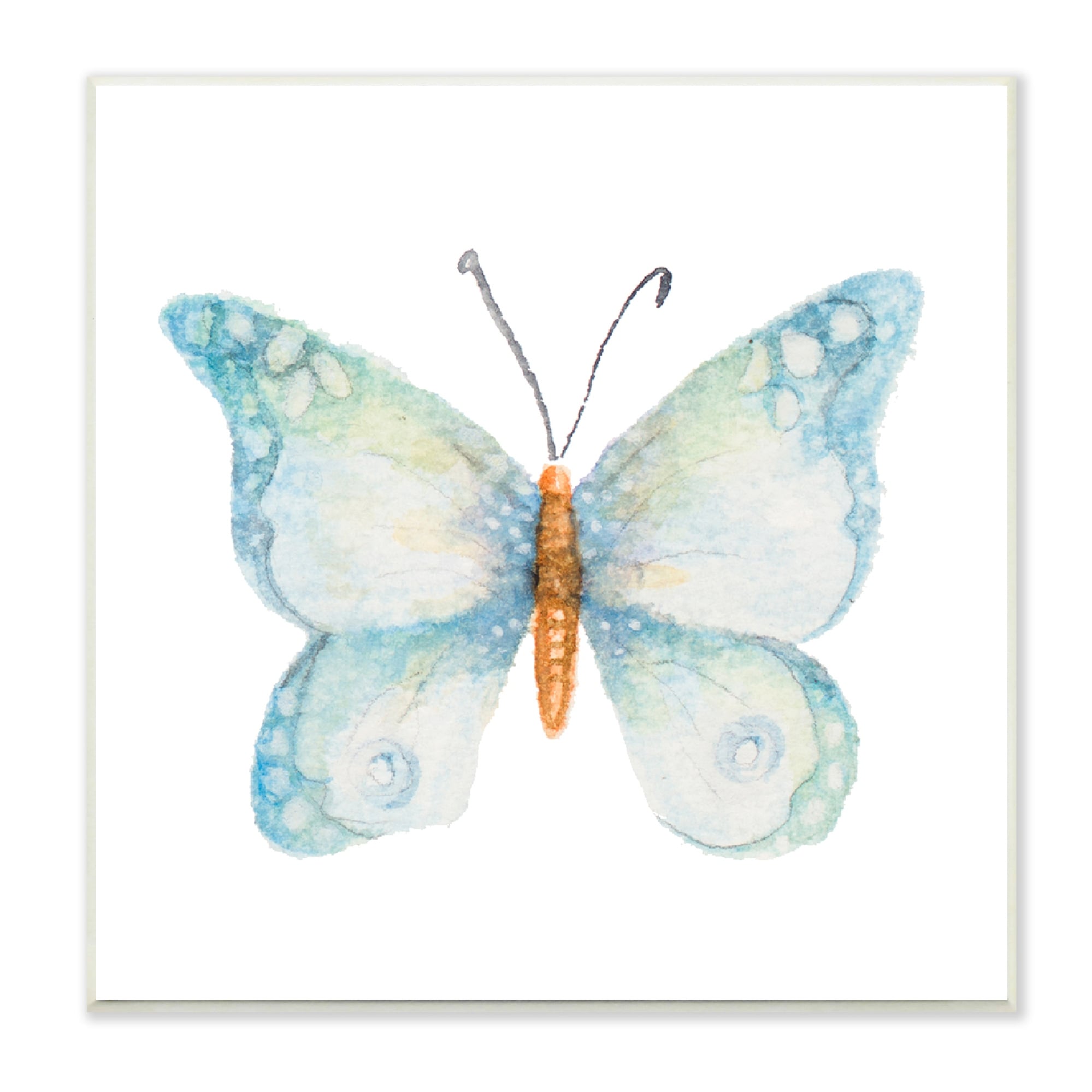 Stupell Industries Elegant Blue Butterfly Insect Animal Watercolor Effect Painting Unframed Art Print Wall Art, Design by Janice Gaynor