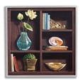 thumbnail image 1 of Stupell Industries Elegant Bookshelf Still-Life with Lotus Floral Vase Graphic Art Gray Framed Art Print Wall Art, 12x12, by Isabella Rossetti, 1 of 7