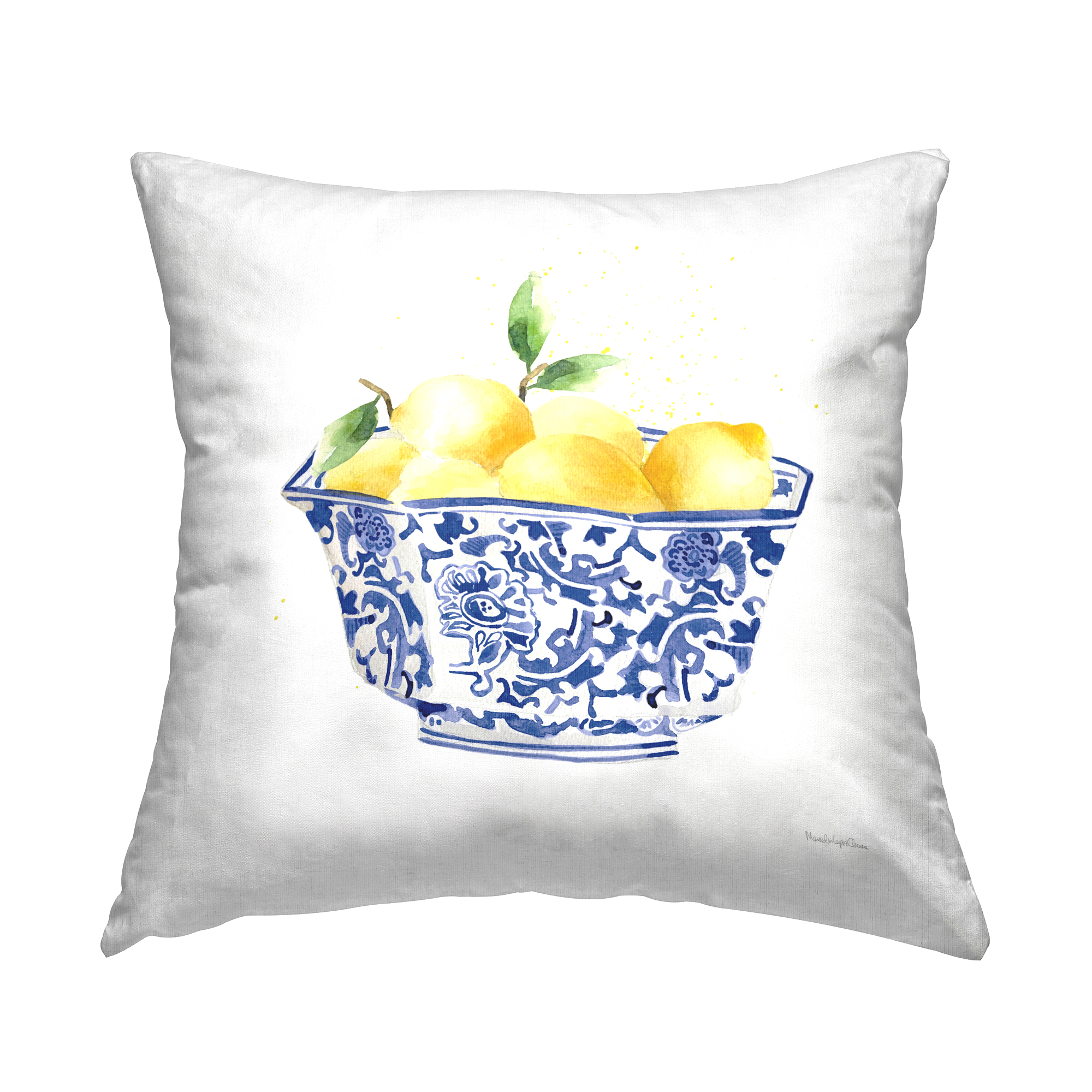 Stupell Industries Elegant Bowl of Lemons Decorative Printed Throw Pillow Design by Mercedes Lopez Charro.