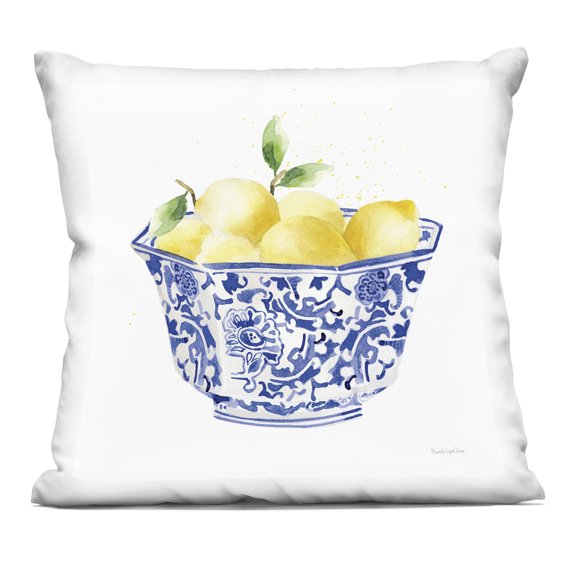 Stupell Industries - Elegant Bowl of Lemons Indoor Pillow 18x18 by Mercedes Lopez Charro