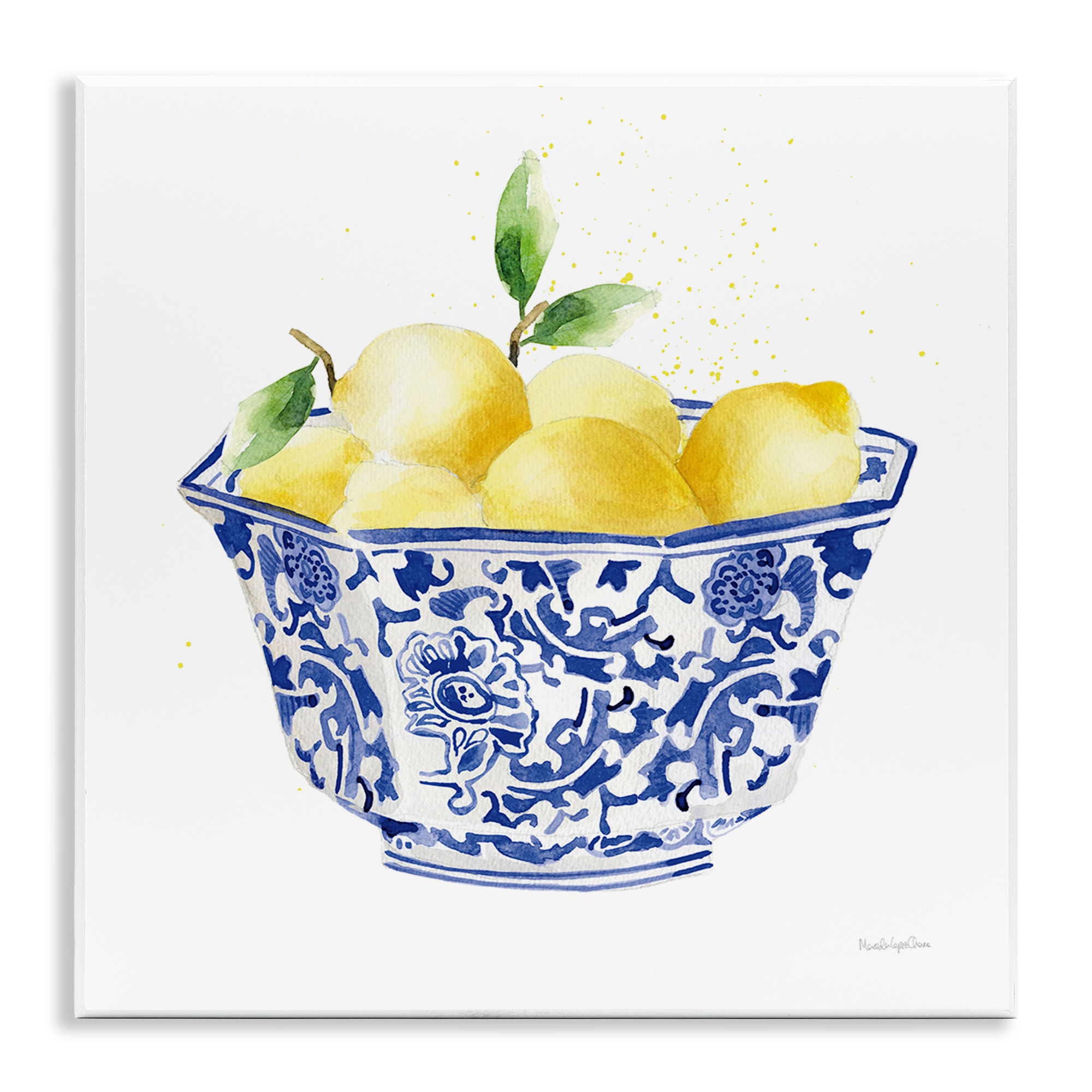 Stupell Industries Elegant Bowl of Lemons Food & Beverage Painting Unframed Art Print Wall Art, 12 x 12