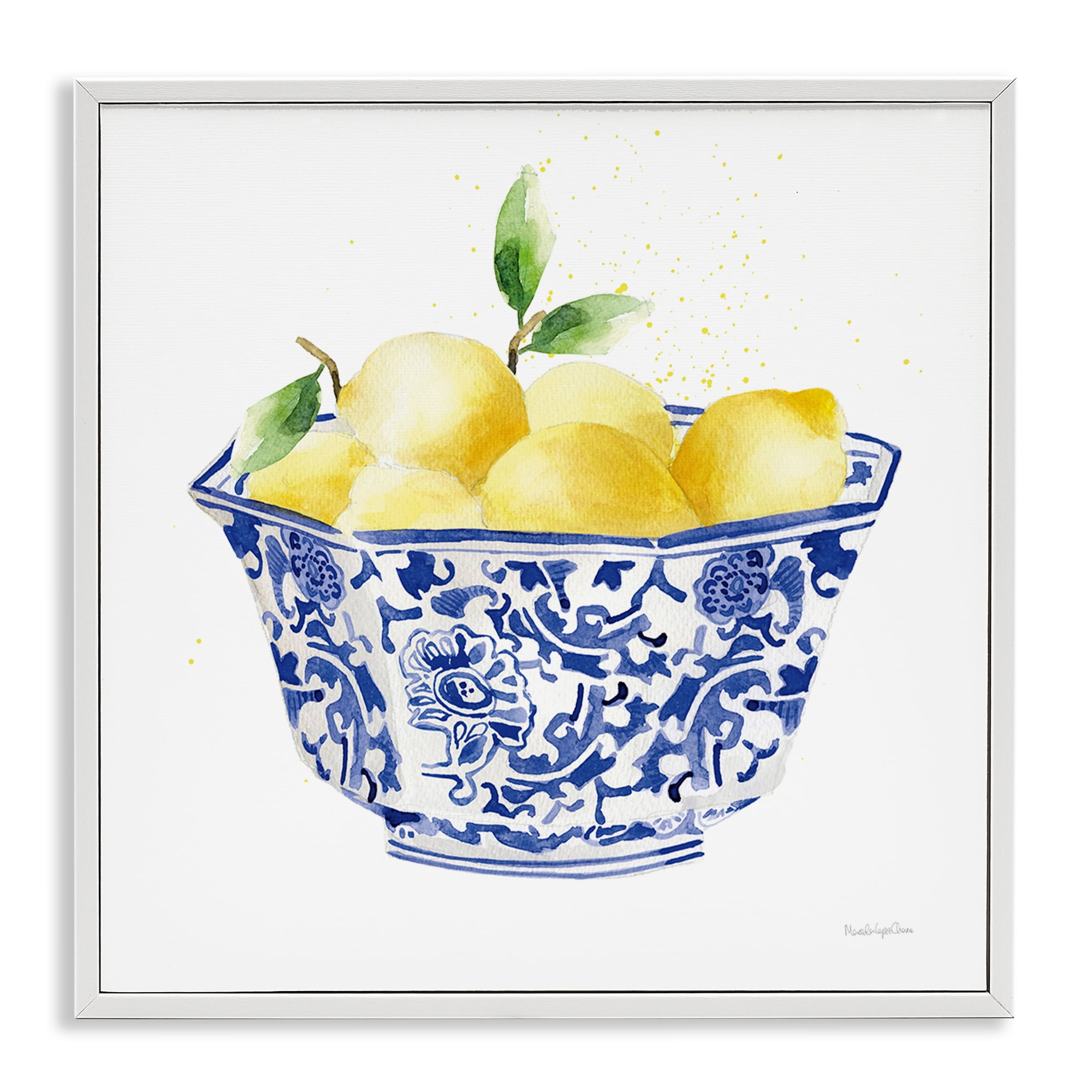 Stupell Industries Elegant Bowl of Lemons Food & Beverage Painting White Framed Art Print Wall Art, 12 x 12