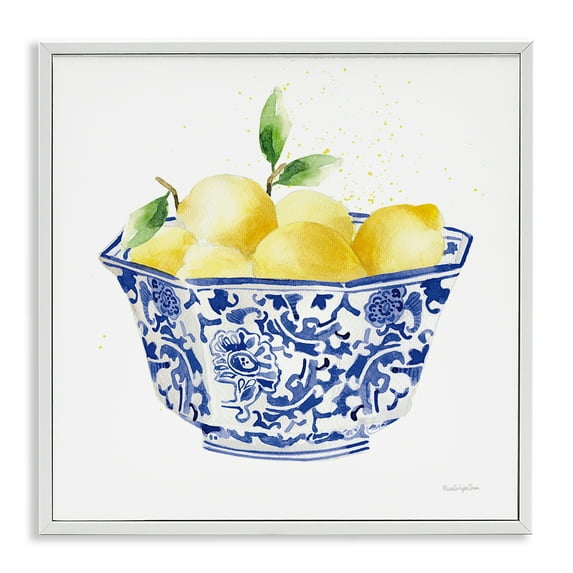 Stupell Industries Elegant Bowl of Lemons Food & Beverage Painting White Framed Art Print Wall Art, 17 x 17