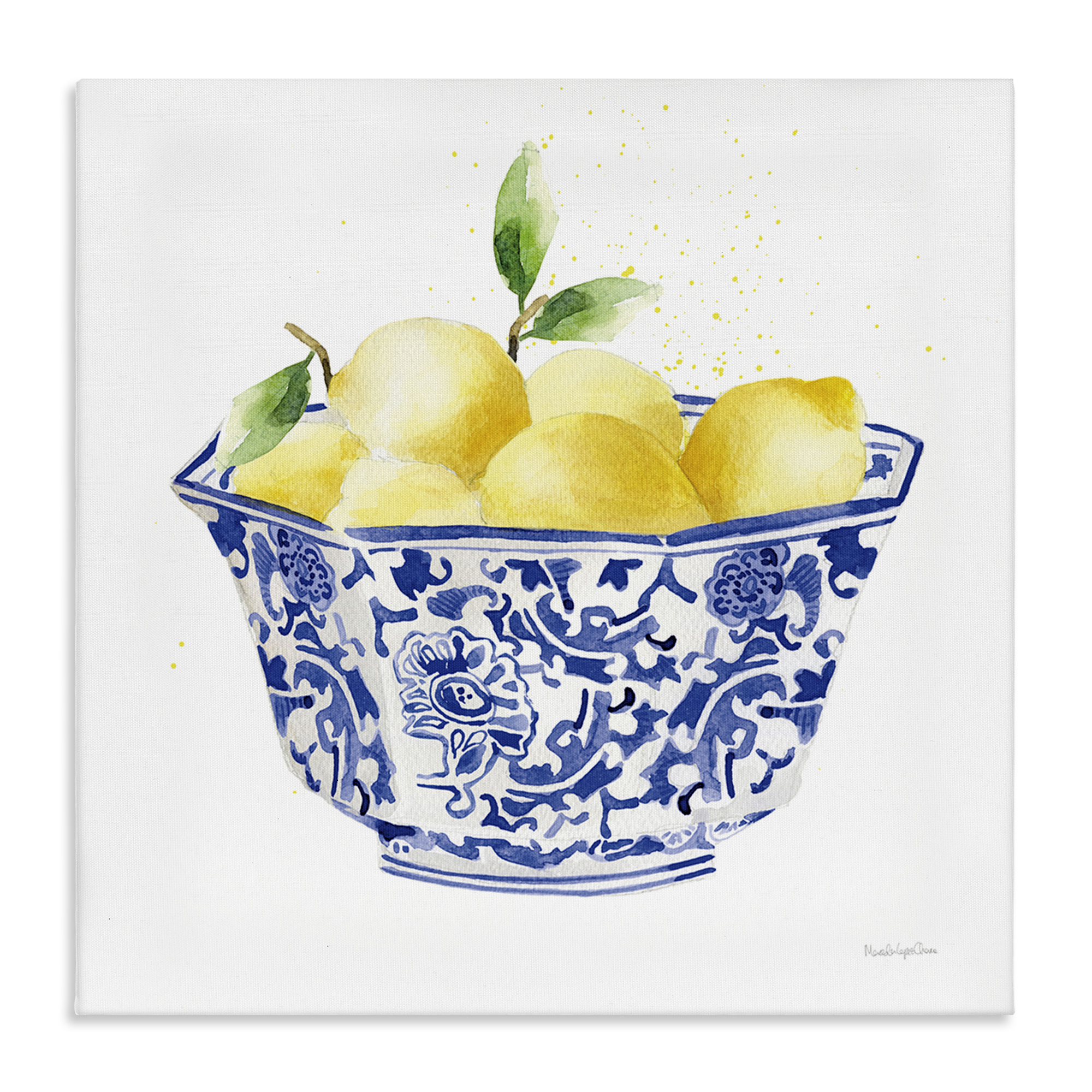 Stupell Industries Elegant Bowl of Lemons Food & Beverage Painting Wrapped Canvas Art Print Wall Art, 30 x 30