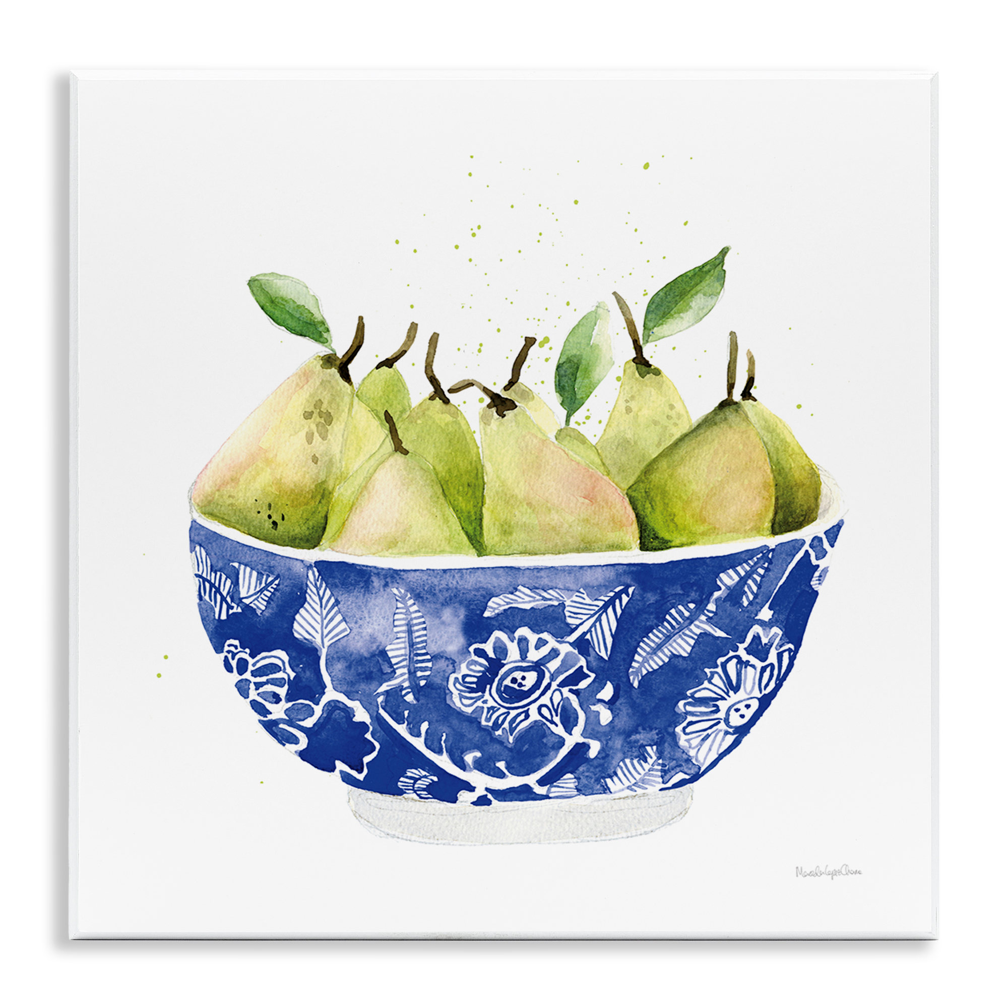 Stupell Industries Elegant Bowl of Pears Food & Beverage Painting Unframed Art Print Wall Art, 12 x 12