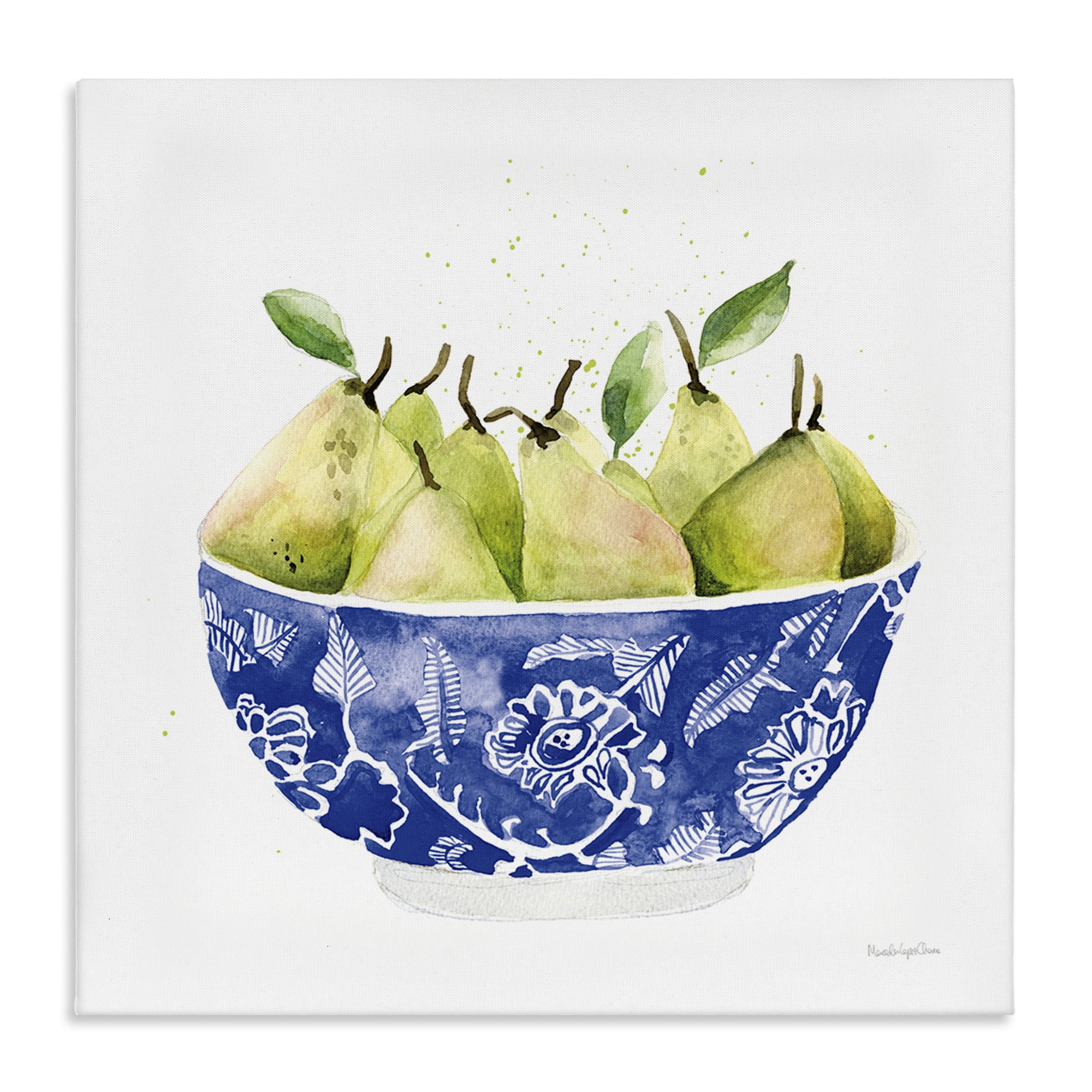 Stupell Industries Elegant Bowl of Pears Food & Beverage Painting Wrapped Canvas Art Print Wall Art, 36 x 36