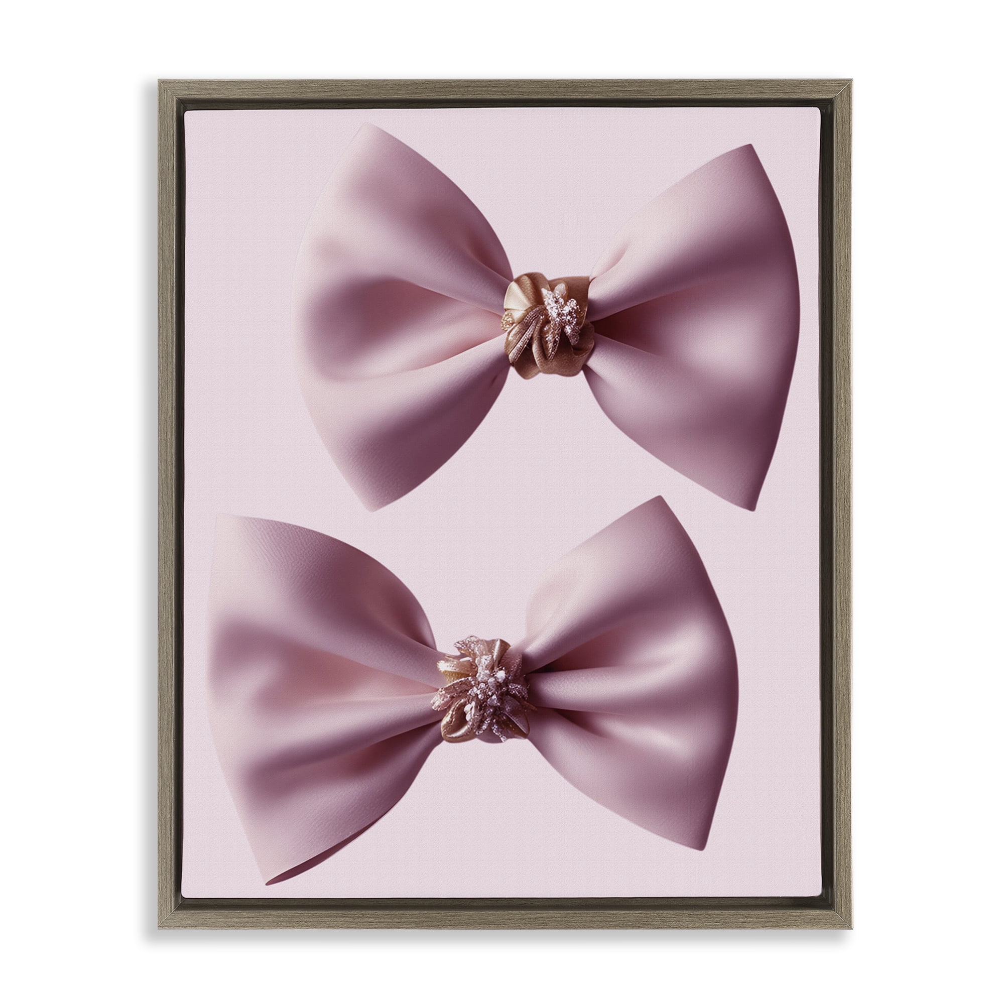 Stupell Industries Elegant Bows with Glam Details Brown Framed Floater Canvas Wall Art, design by Jesse Keith
