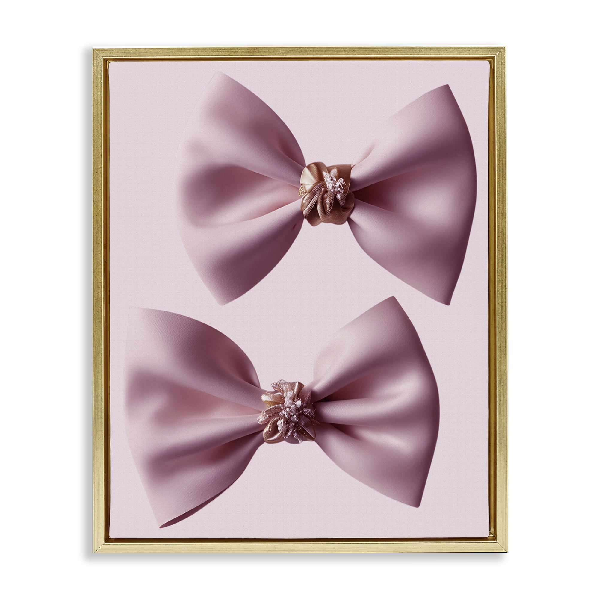 Stupell Industries Elegant Bows with Glam Details Gold Framed Floater Canvas Wall Art, design by Jesse Keith