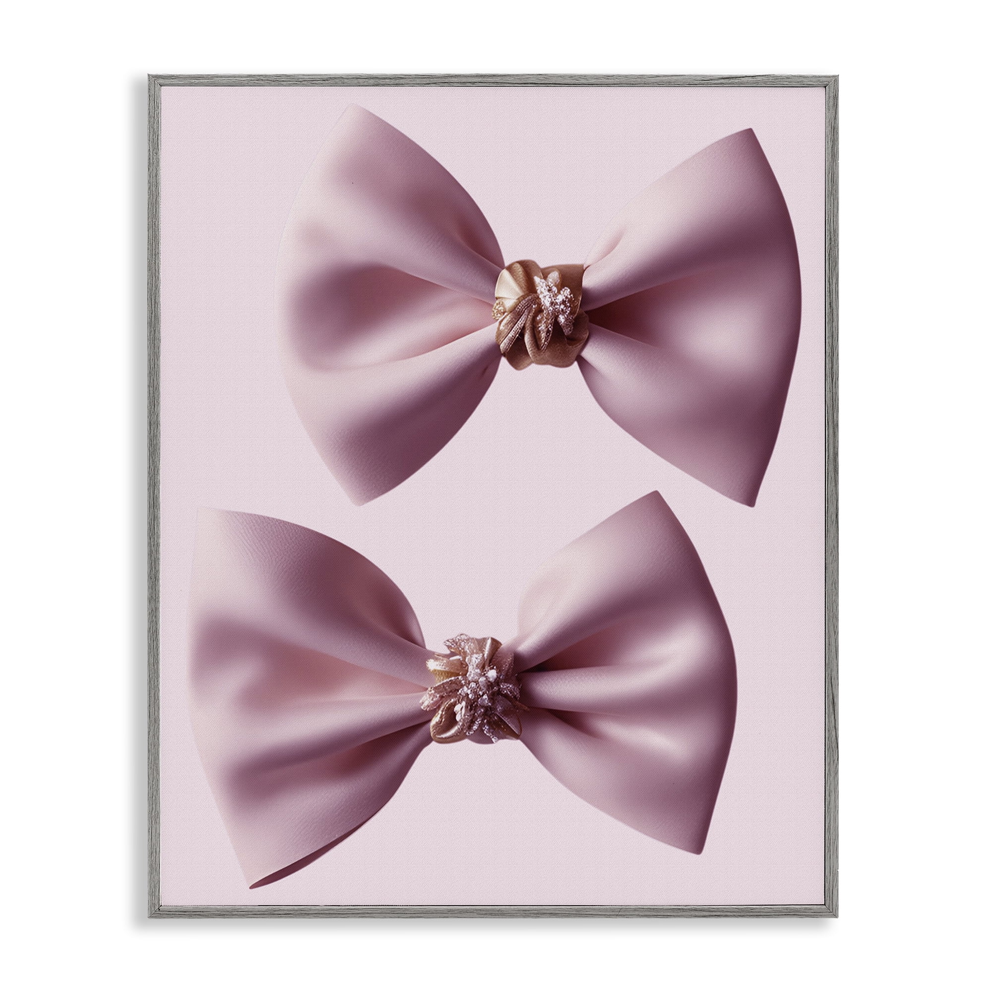 Stupell Industries Elegant Bows with Glam Details Gray Framed Giclee Art, design by Jesse Keith