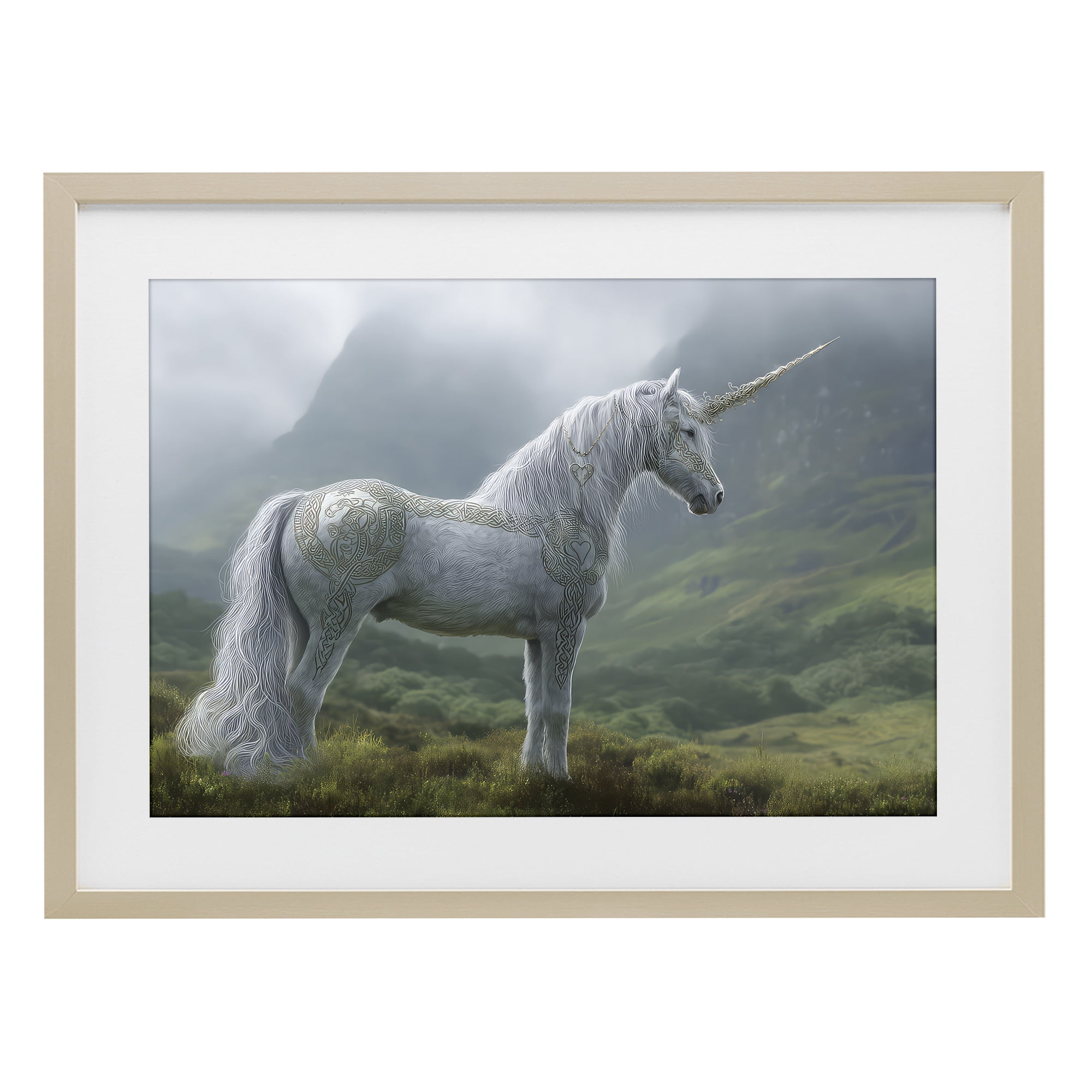 Stupell Industries Elegant Celtic Unicorn Birch Framed Print Under Glass, design by The Wands Want