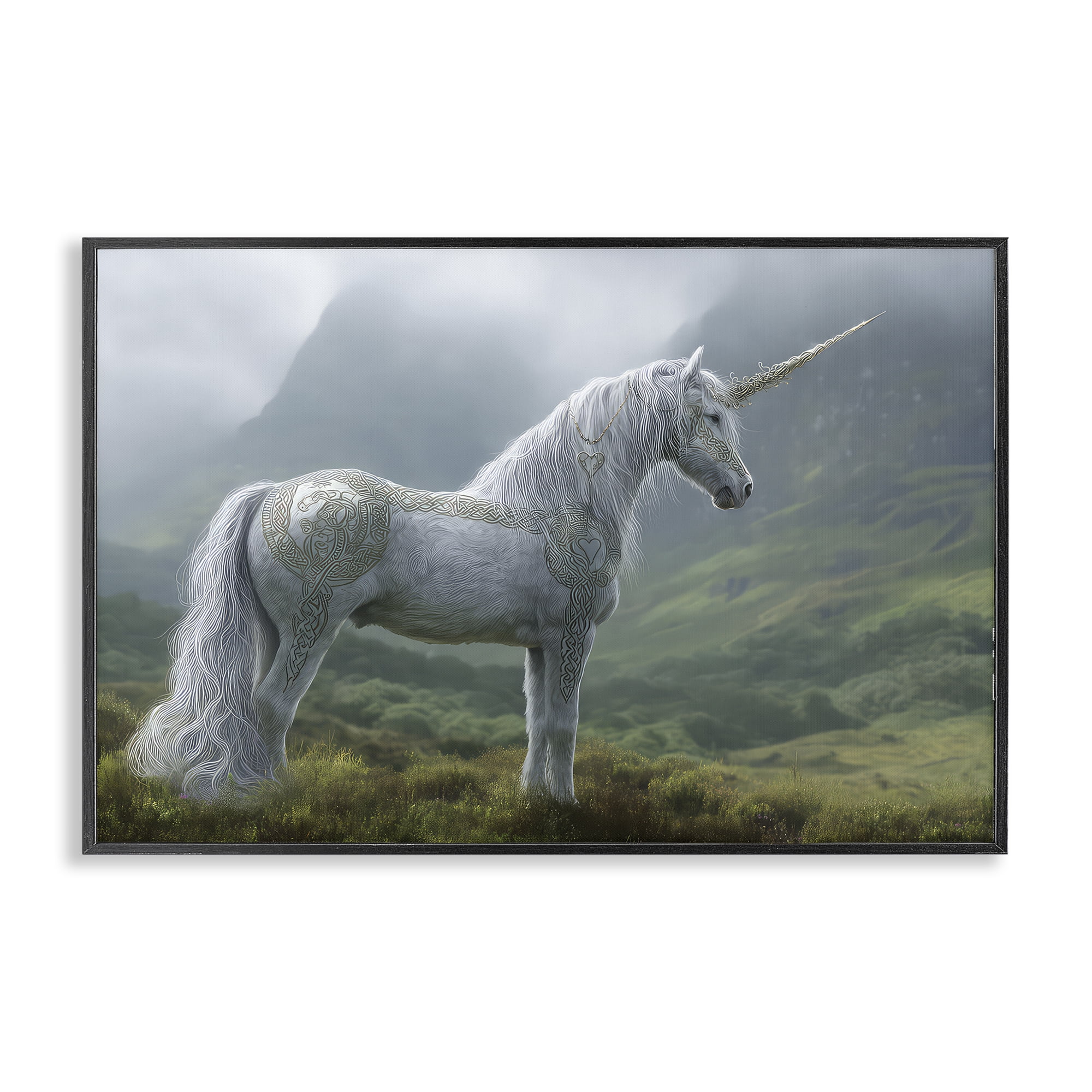 Stupell Industries Elegant Celtic Unicorn Black Framed Giclee Art, design by The Wands Want