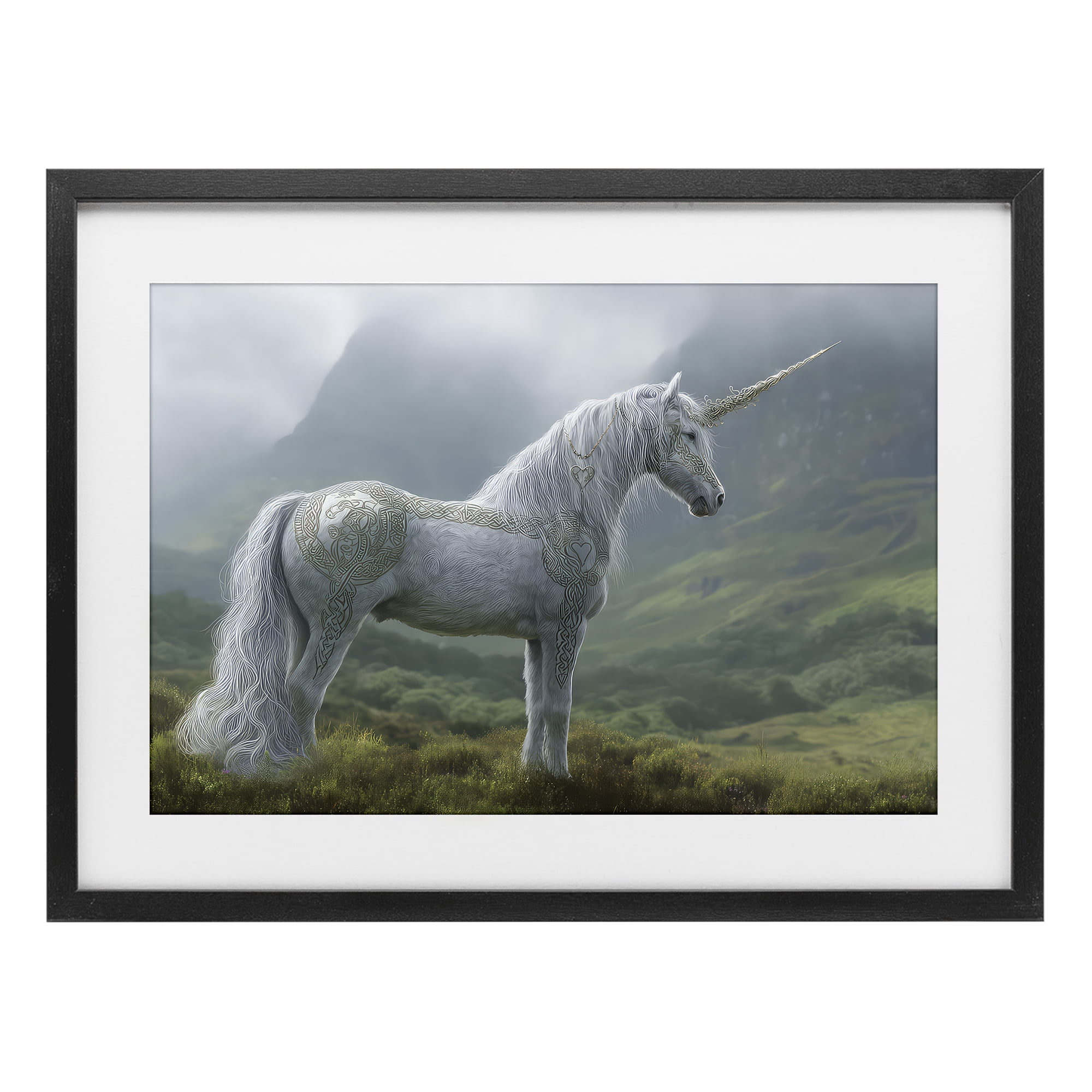 Stupell Industries Elegant Celtic Unicorn Black Framed Print Under Glass, design by The Wands Want