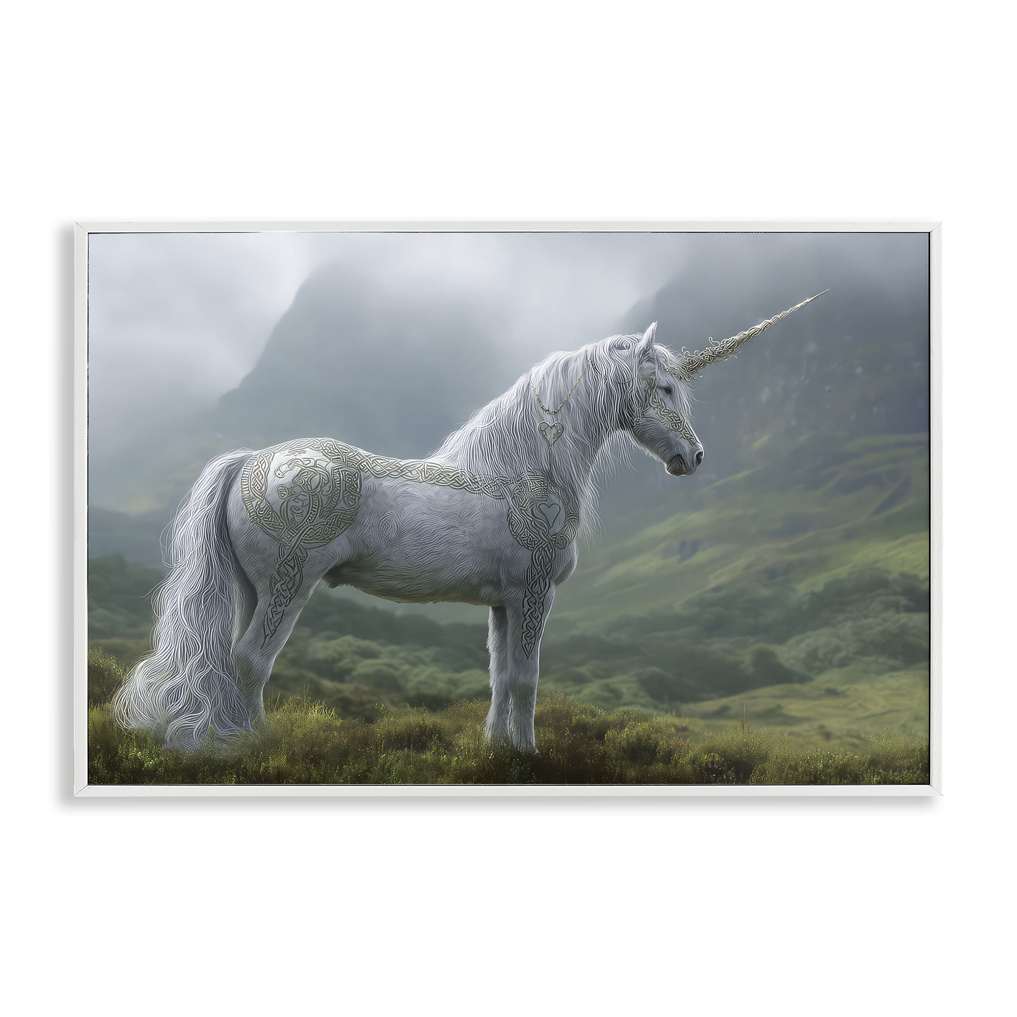 Stupell Industries Elegant Celtic Unicorn White Framed Giclee Art, design by The Wands Want