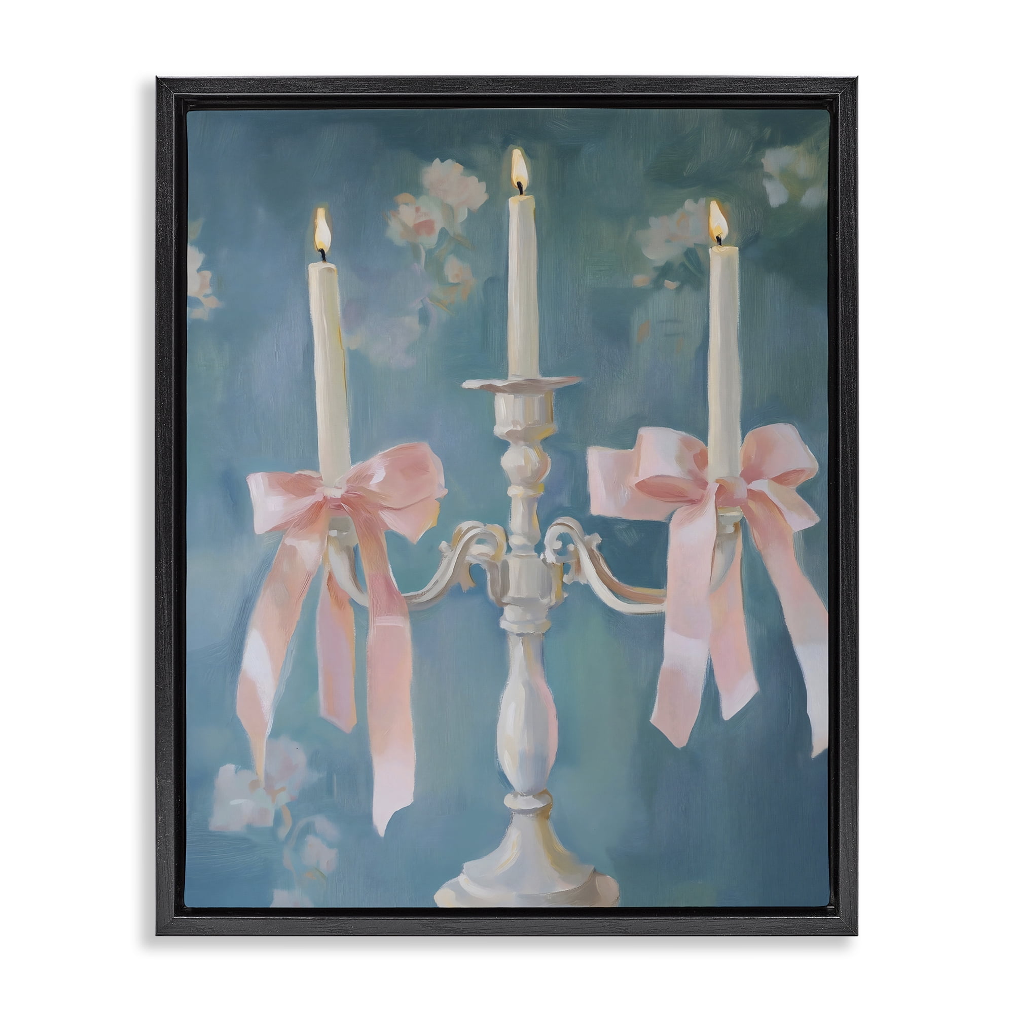 Stupell Industries Elegant Coquette Candelabra Black Framed Floater Canvas Wall Art, design by The Prints Vibe