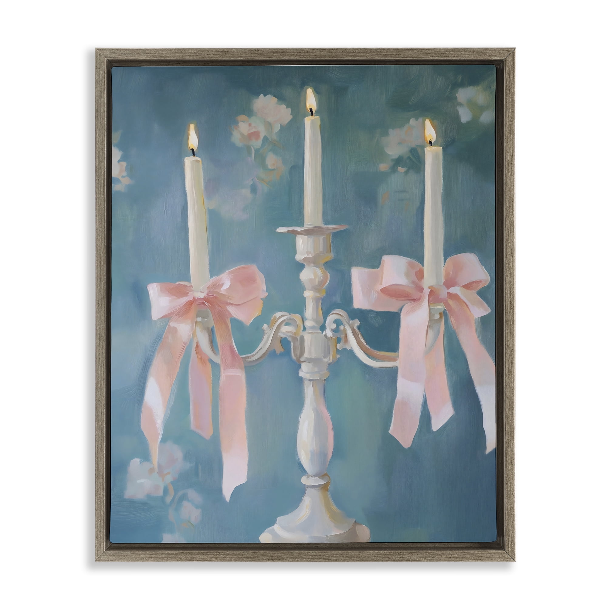 Stupell Industries Elegant Coquette Candelabra Brown Framed Floater Canvas Wall Art, design by The Prints Vibe
