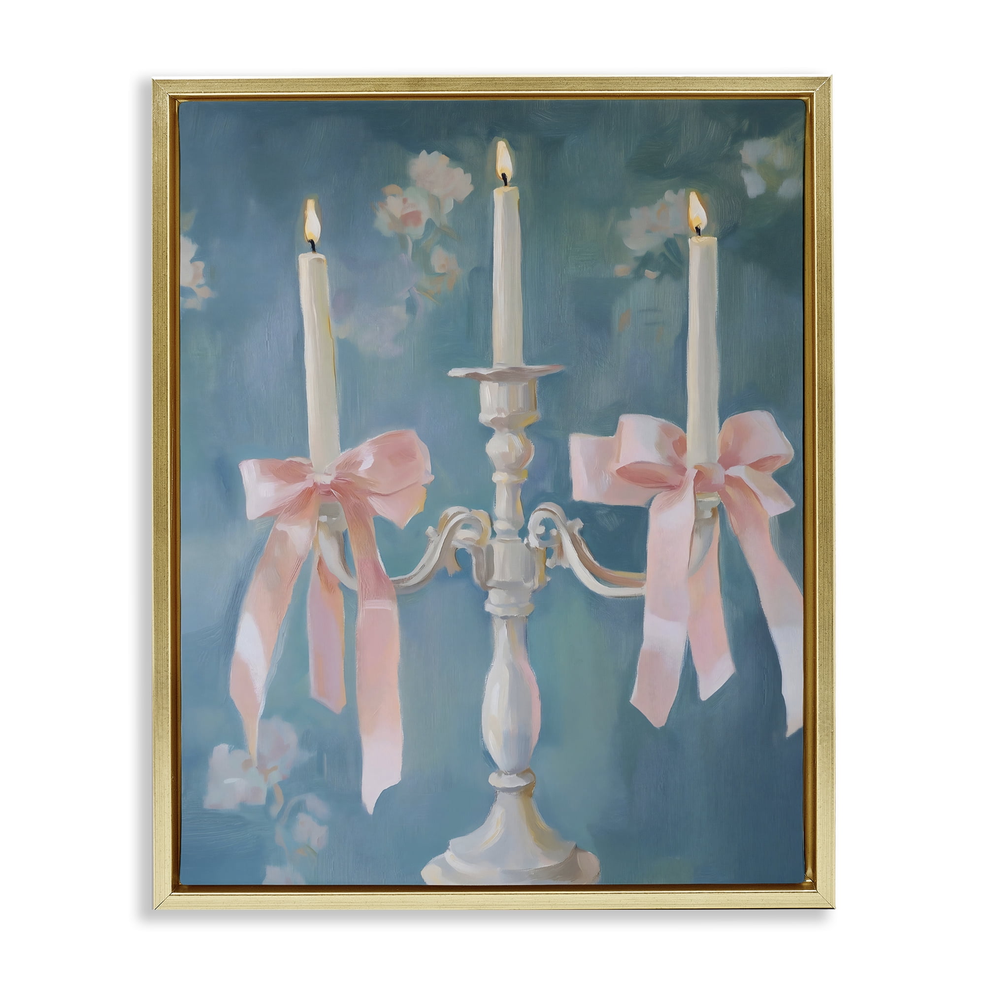 Stupell Industries Elegant Coquette Candelabra Gold Framed Floater Canvas Wall Art, design by The Prints Vibe