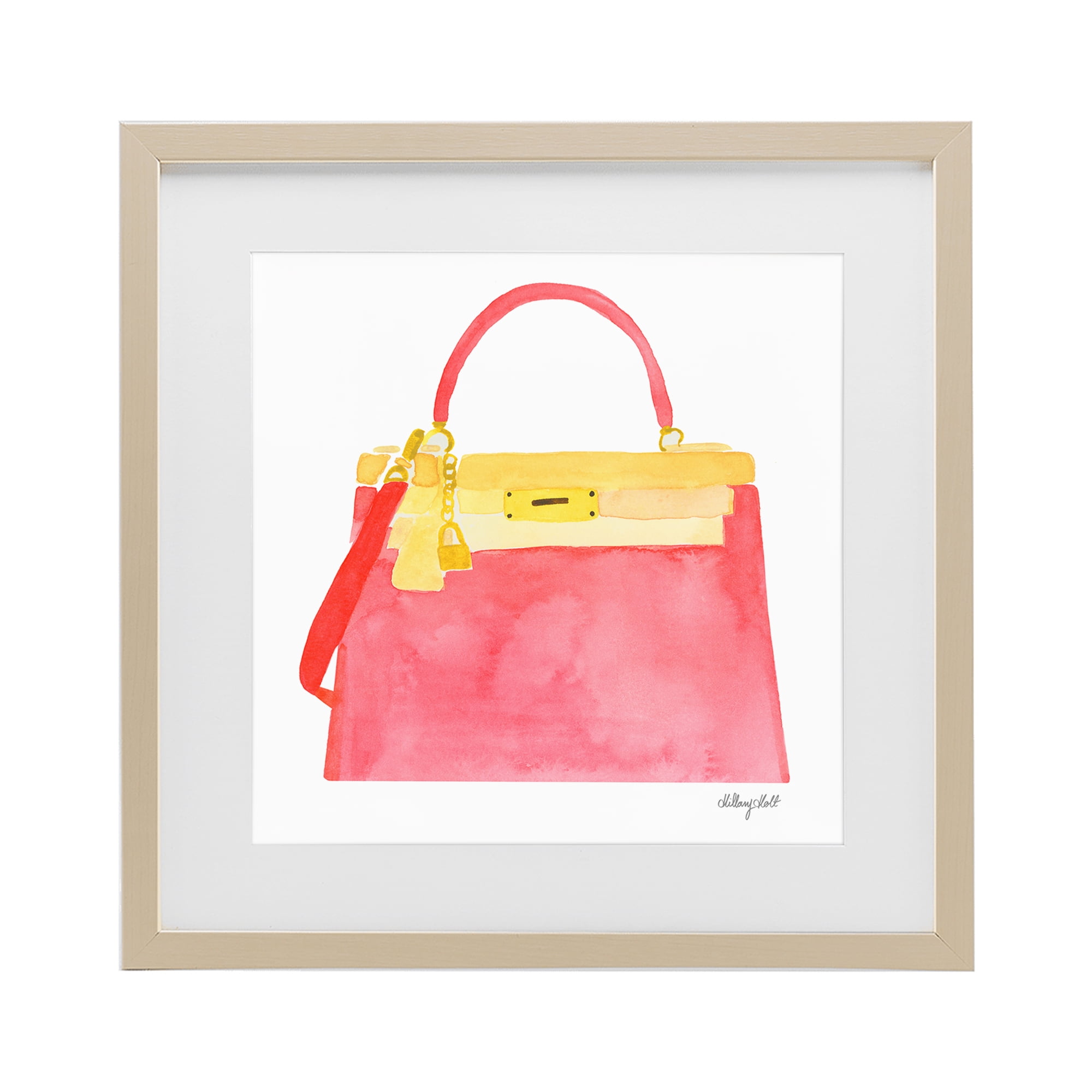 Stupell Industries Elegant Coral Handbag Birch Framed Print Under Glass, design by Hillary Holt