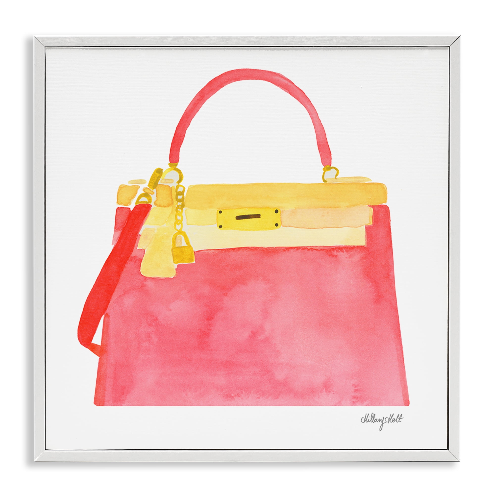 Stupell Industries Elegant Coral Handbag White Framed Giclee Art, design by Hillary Holt
