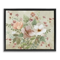 Stupell Industries Elegant Country Blooms Floral Painting Black Floater Framed Canvas Art Print Wall Art, 21 x 17