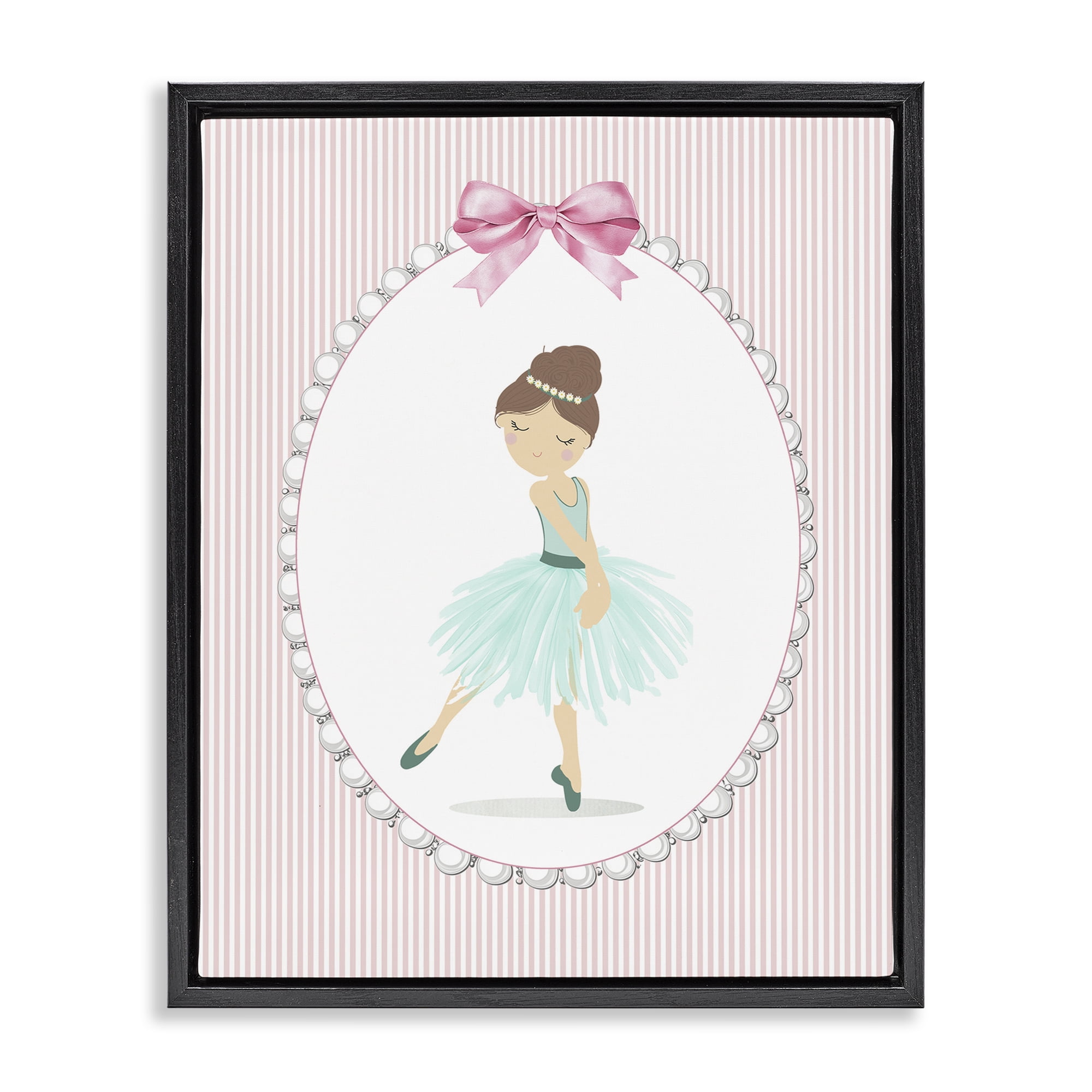 Stupell Industries Elegant Dance on Stripes Black Framed Floater Canvas Wall Art, design by Christine Simpson Art