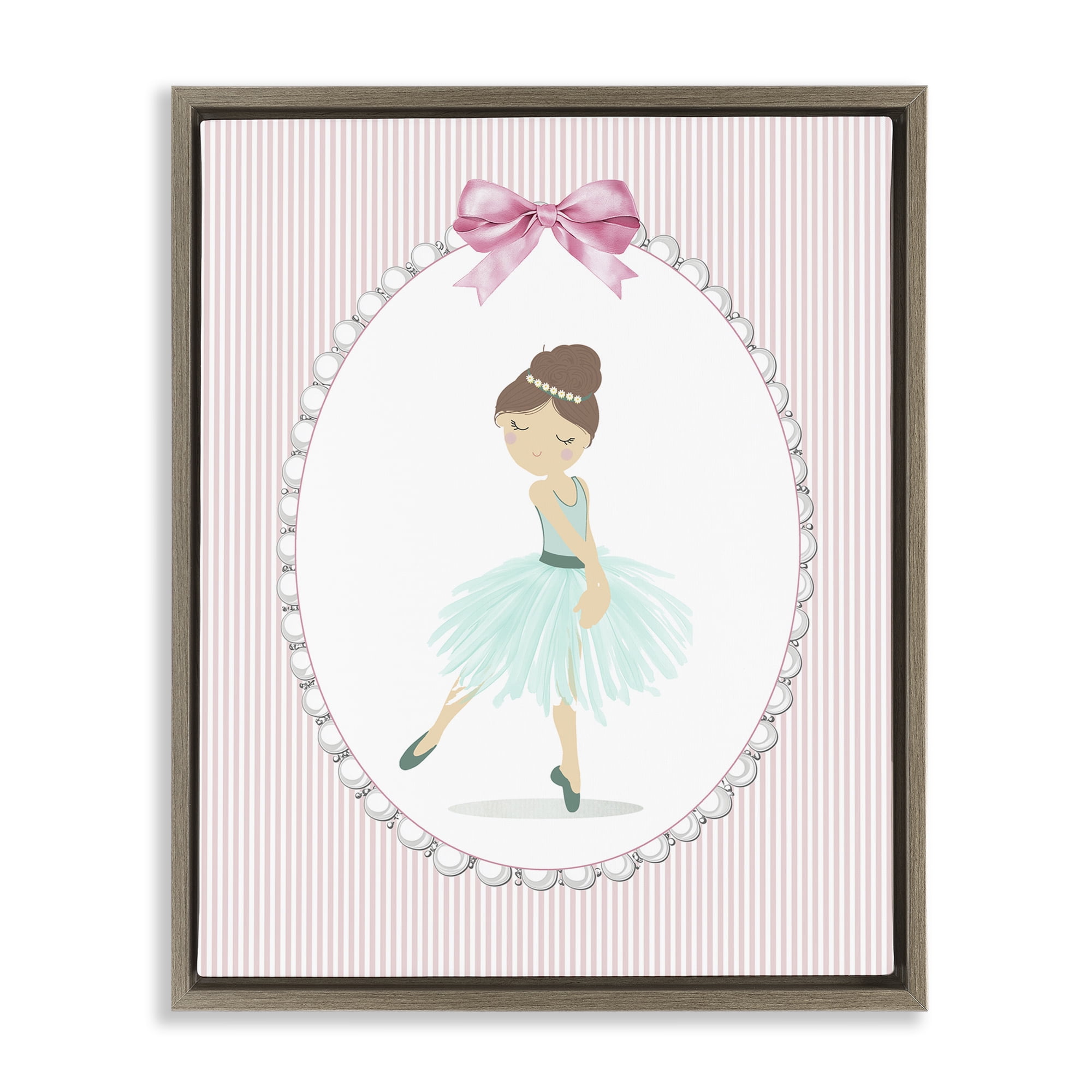 Stupell Industries Elegant Dance on Stripes Brown Framed Floater Canvas Wall Art, design by Christine Simpson Art