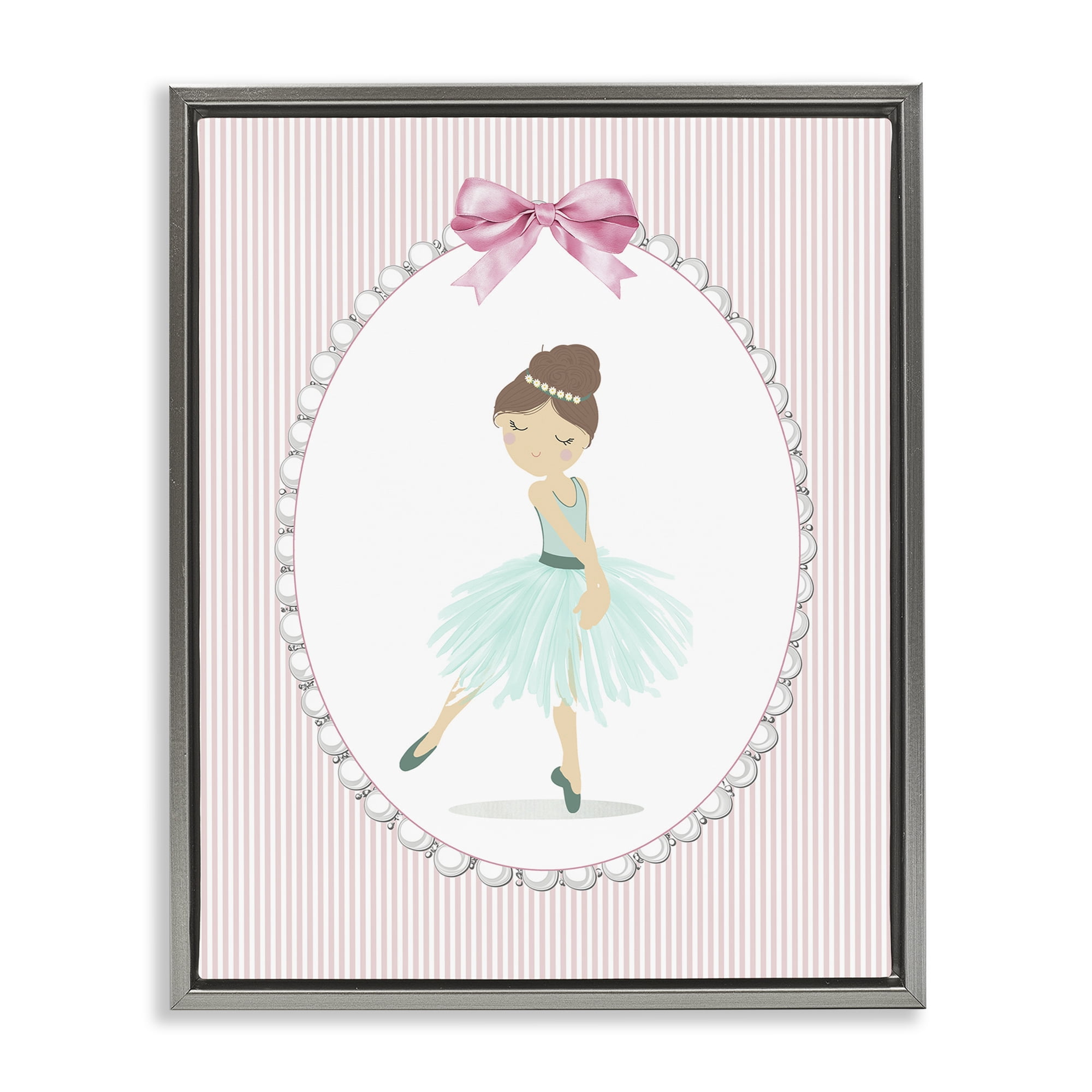 Stupell Industries Elegant Dance on Stripes Gray Framed Floater Canvas Wall Art, design by Christine Simpson Art