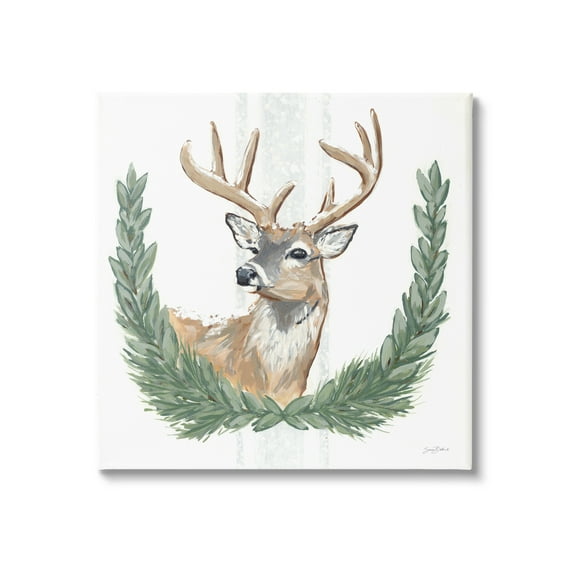 Stupell Industries Elegant Deer Antlers Laurels Portrait White Background , 24 x 24, Design by Sara Baker