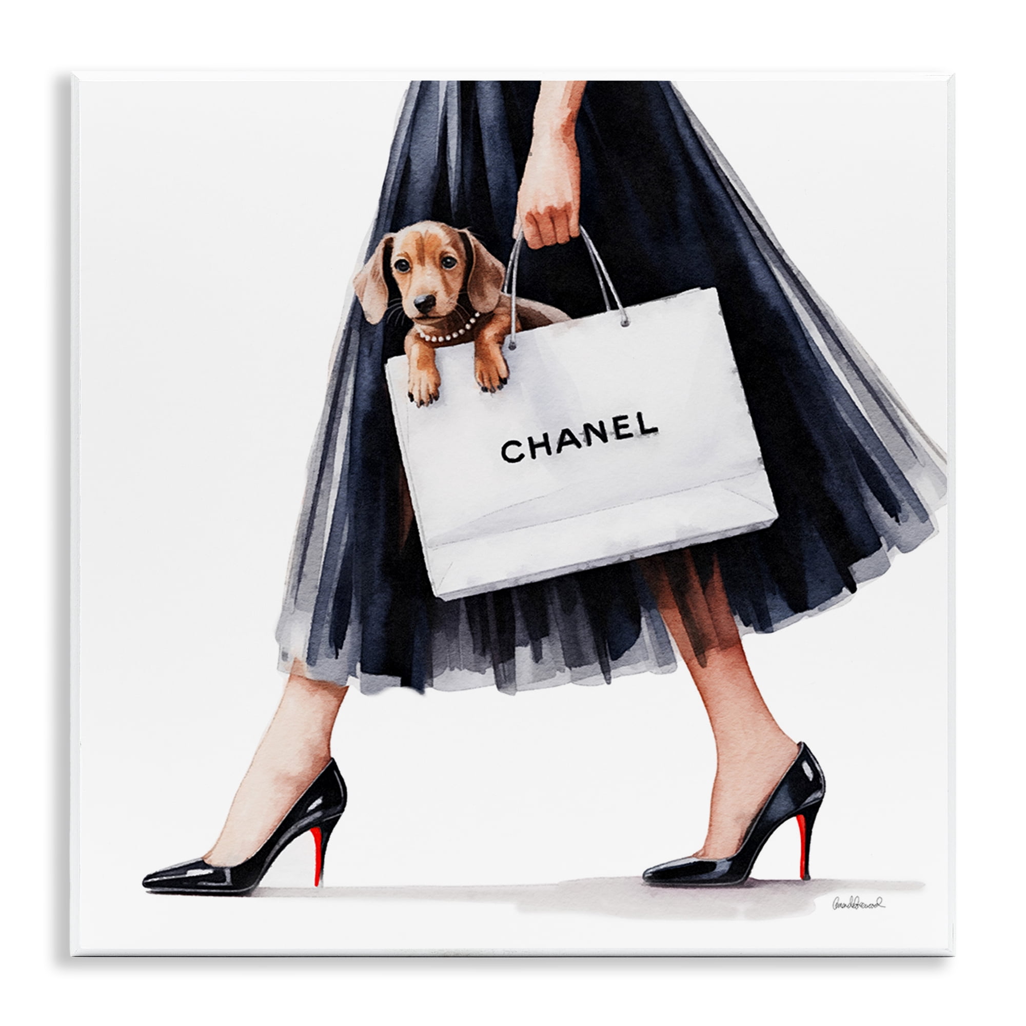 Stupell Industries Elegant Dog & Shopping Bag Wall Plaque Art, design by Amanda Greenwood