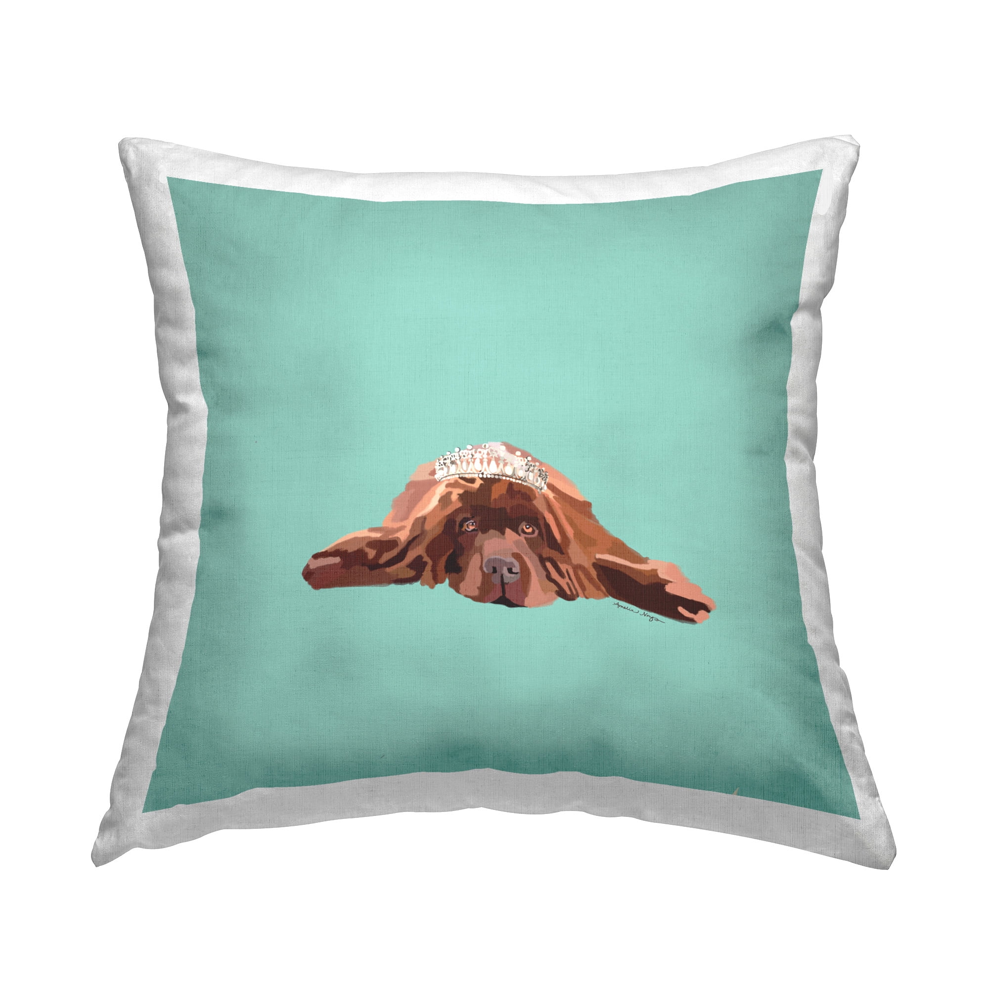 Stupell Industries Elegant Dog on Turquoise Decorative Printed Throw Pillow Design by Amelia Noyes