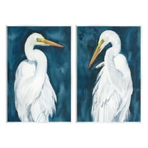 Stupell Industries Elegant Egrets on Blue Animals & Insects Painting Unframed Art Print Wall Art, 10 x 15, Set of 2