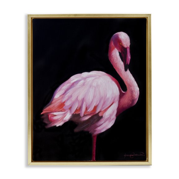 Stupell Industries Elegant & Exotic Flamingo Gold Framed Floater Canvas Wall Art, design by James Corwin