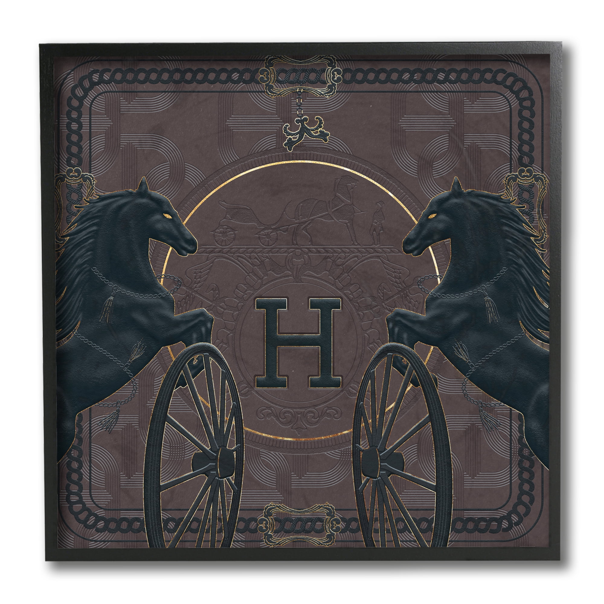 Stupell Industries Elegant Fashion Brand Horses Deep Purple Glam Black Framed by Ziwei Li