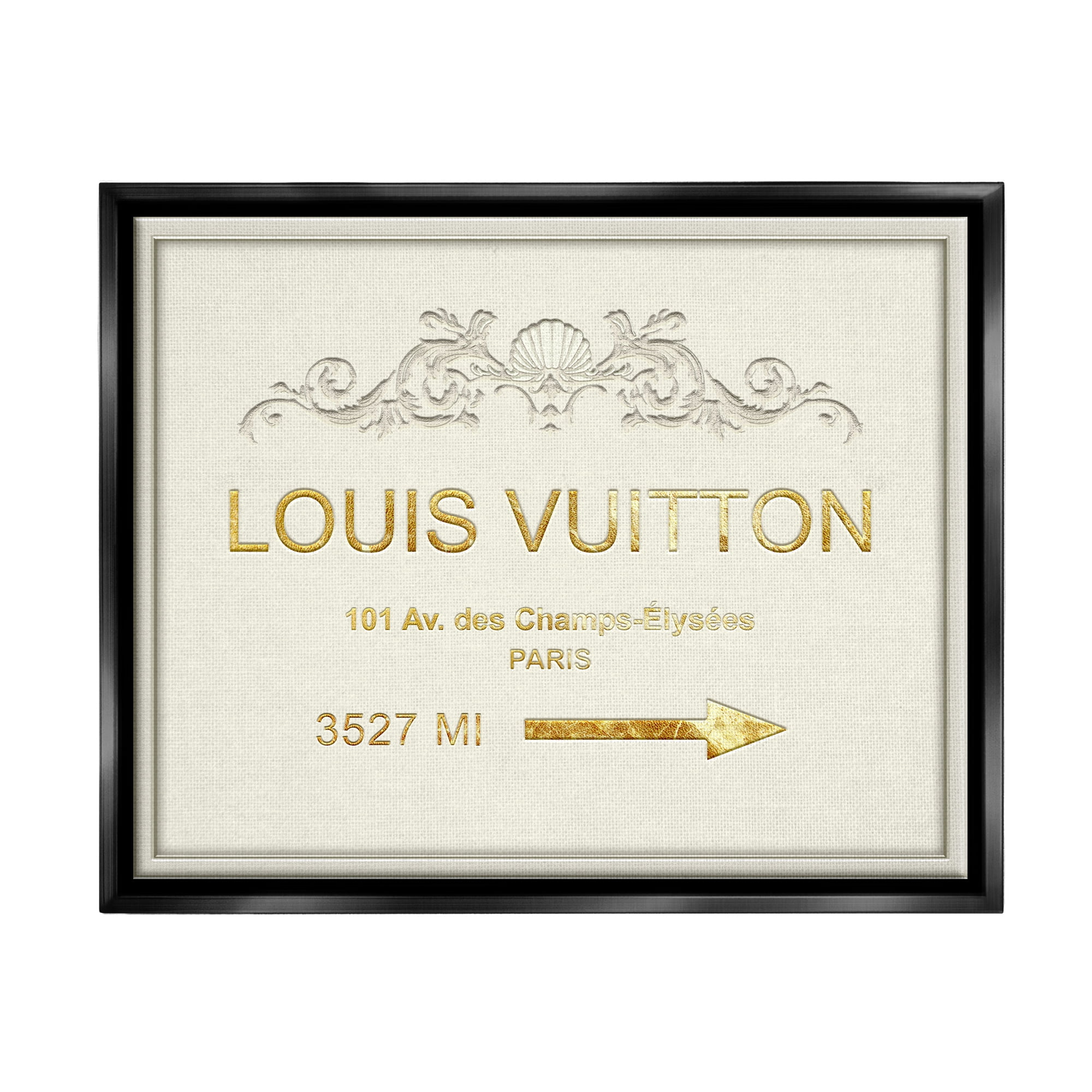 Stupell Industries Elegant Fashion Sign Distance from NYC Jet Black Framed Floating Canvas Wall Art, 24x30, by Ziwei Li
