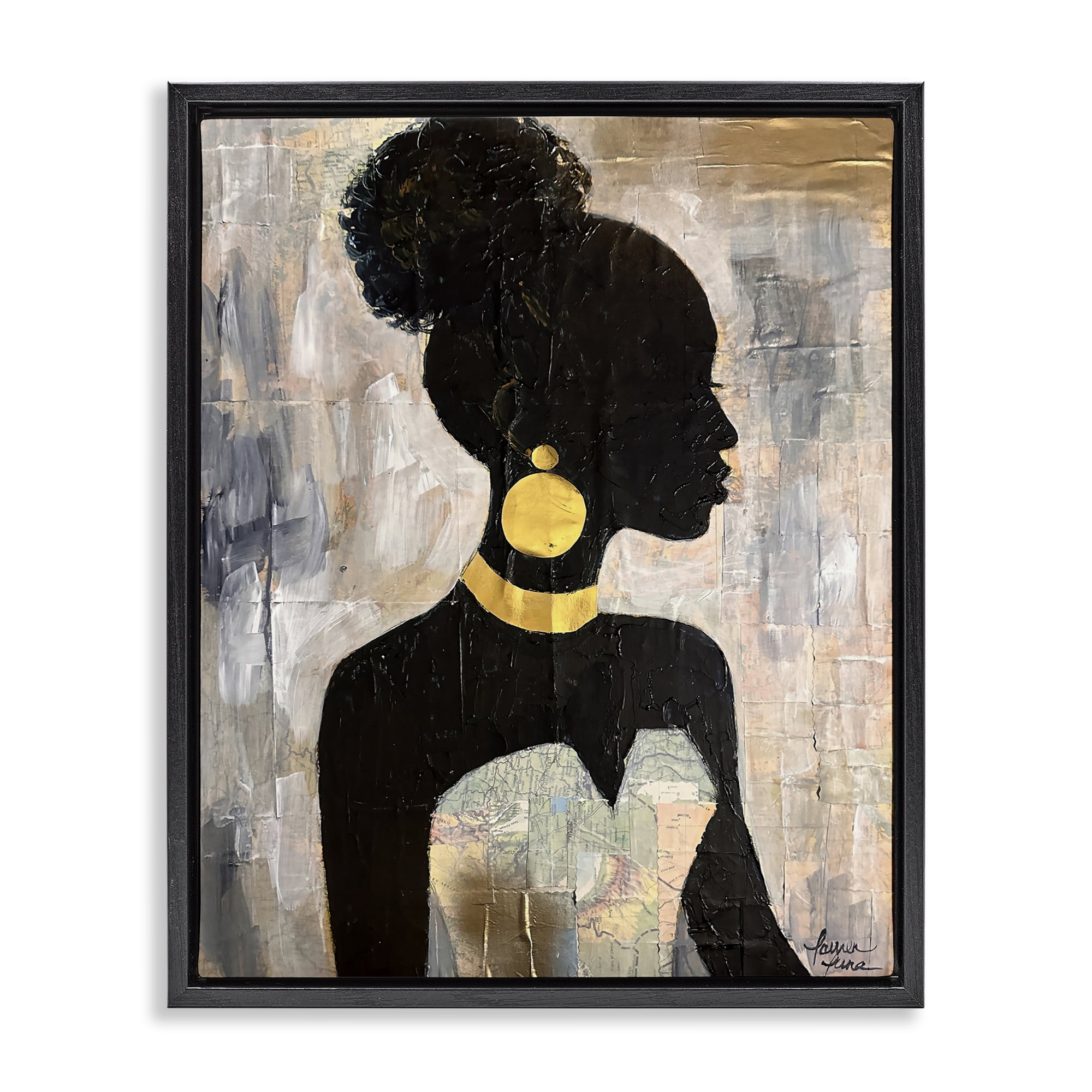 Stupell Industries Elegant Fashion Silhouette Black Framed Floater Canvas Wall Art, design by Lauren Luna