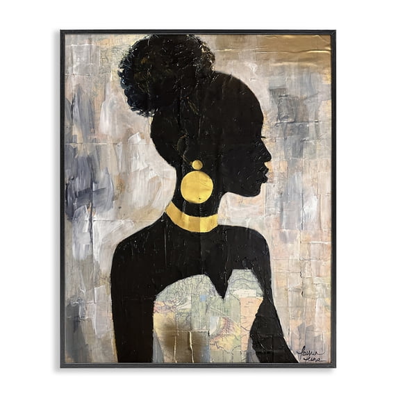Stupell Industries Art Deco Elegant Fashion Silhouette Black Framed Giclee Art, 11 x 14, by Lauren Luna