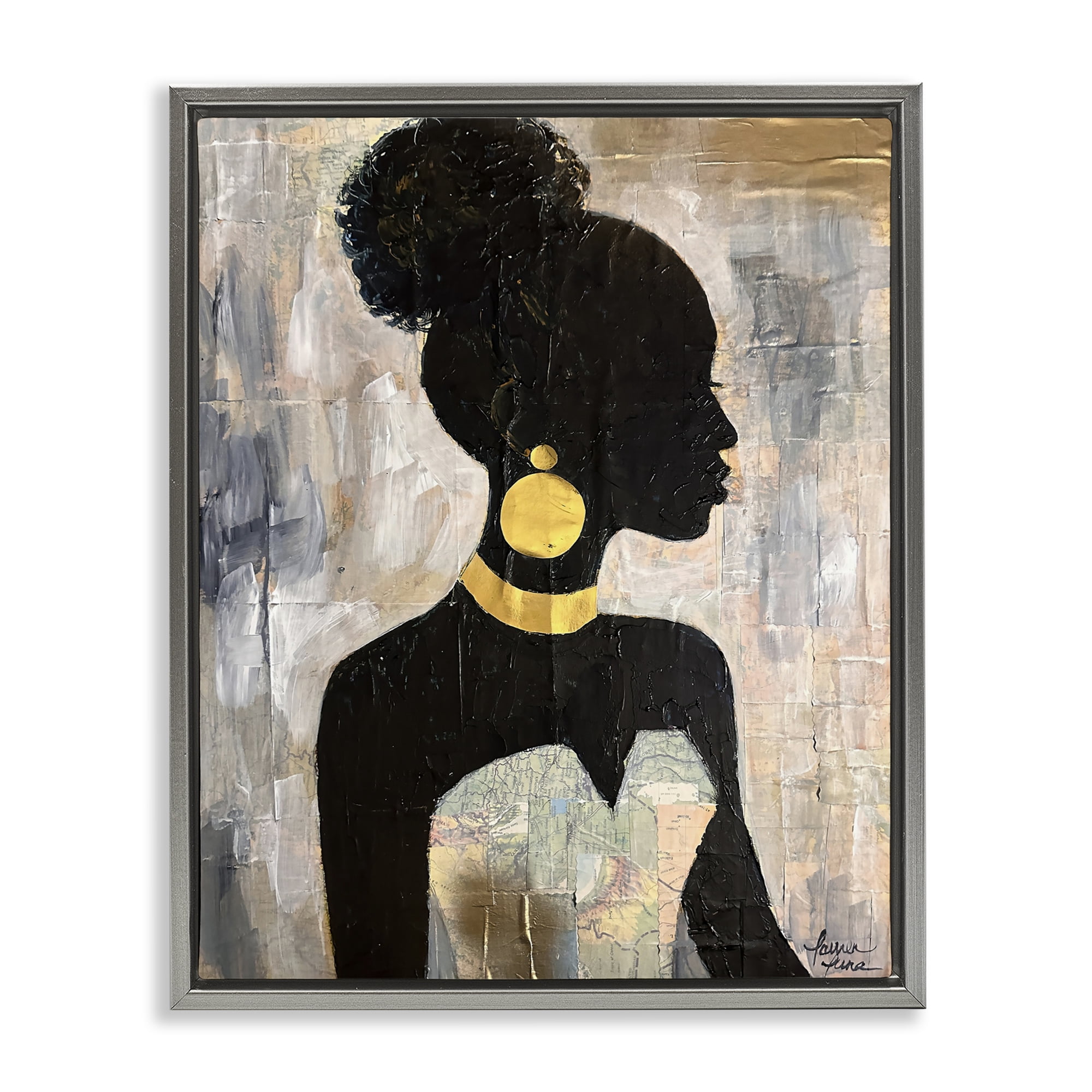 Stupell Industries Elegant Fashion Silhouette Gray Framed Floater Canvas Wall Art, design by Lauren Luna