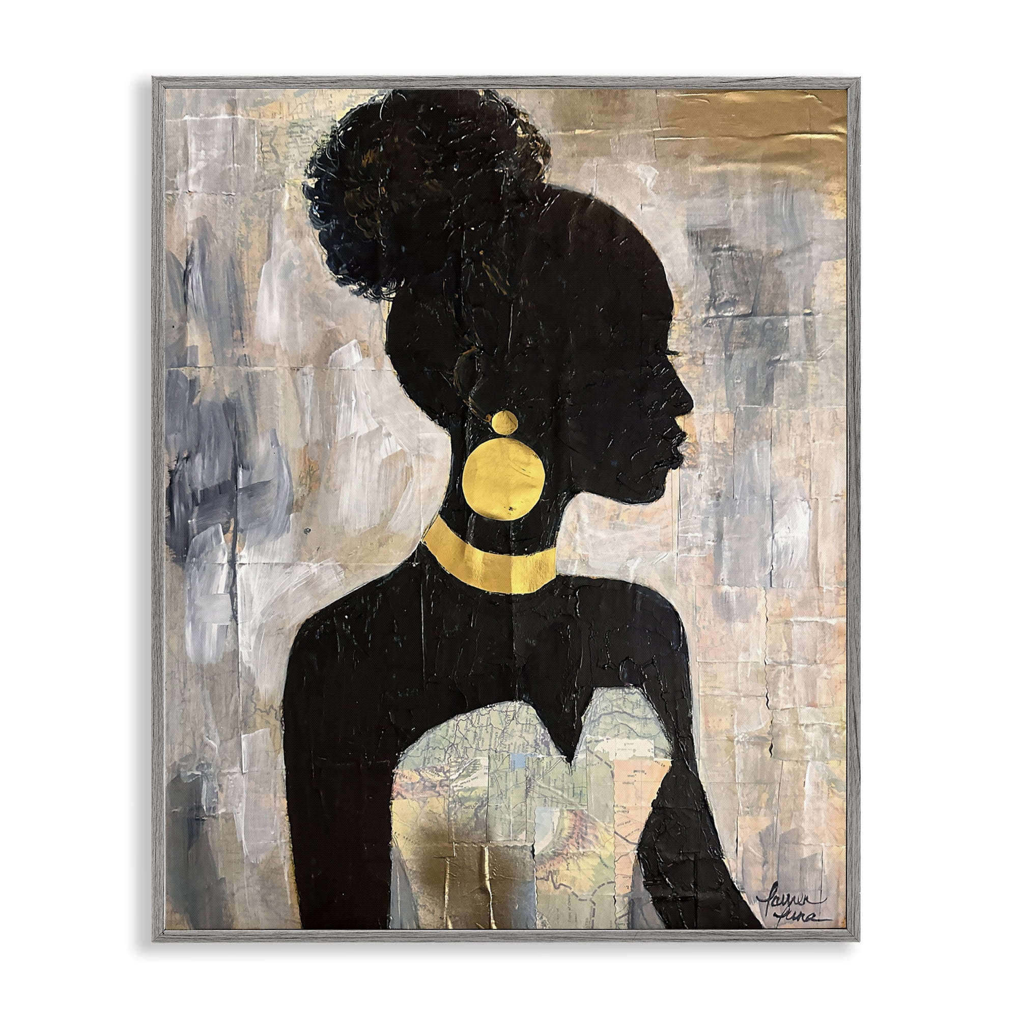 Stupell Industries Elegant Fashion Silhouette Gray Framed Giclee Art, design by Lauren Luna