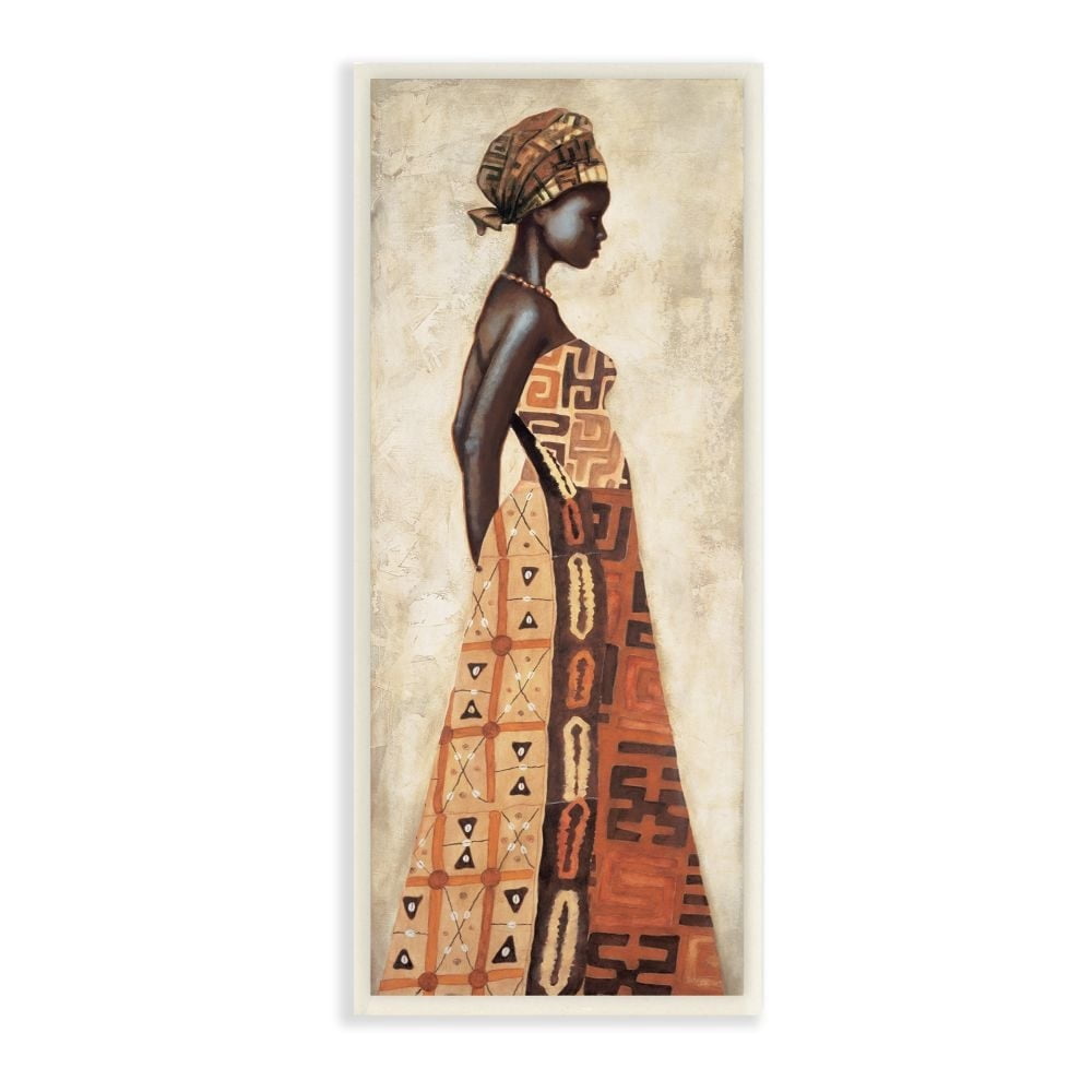 Stupell Industries Elegant Female Standing Pose with Patterned Dress Designed by Jacques Leconte