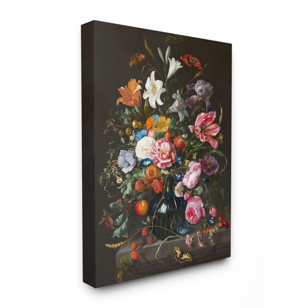 Stupell Industries Elegant Floral Bouquet Butterfly and Fruit Details Canvas Wall Art Design by Ziwei Li, 36" x 48"